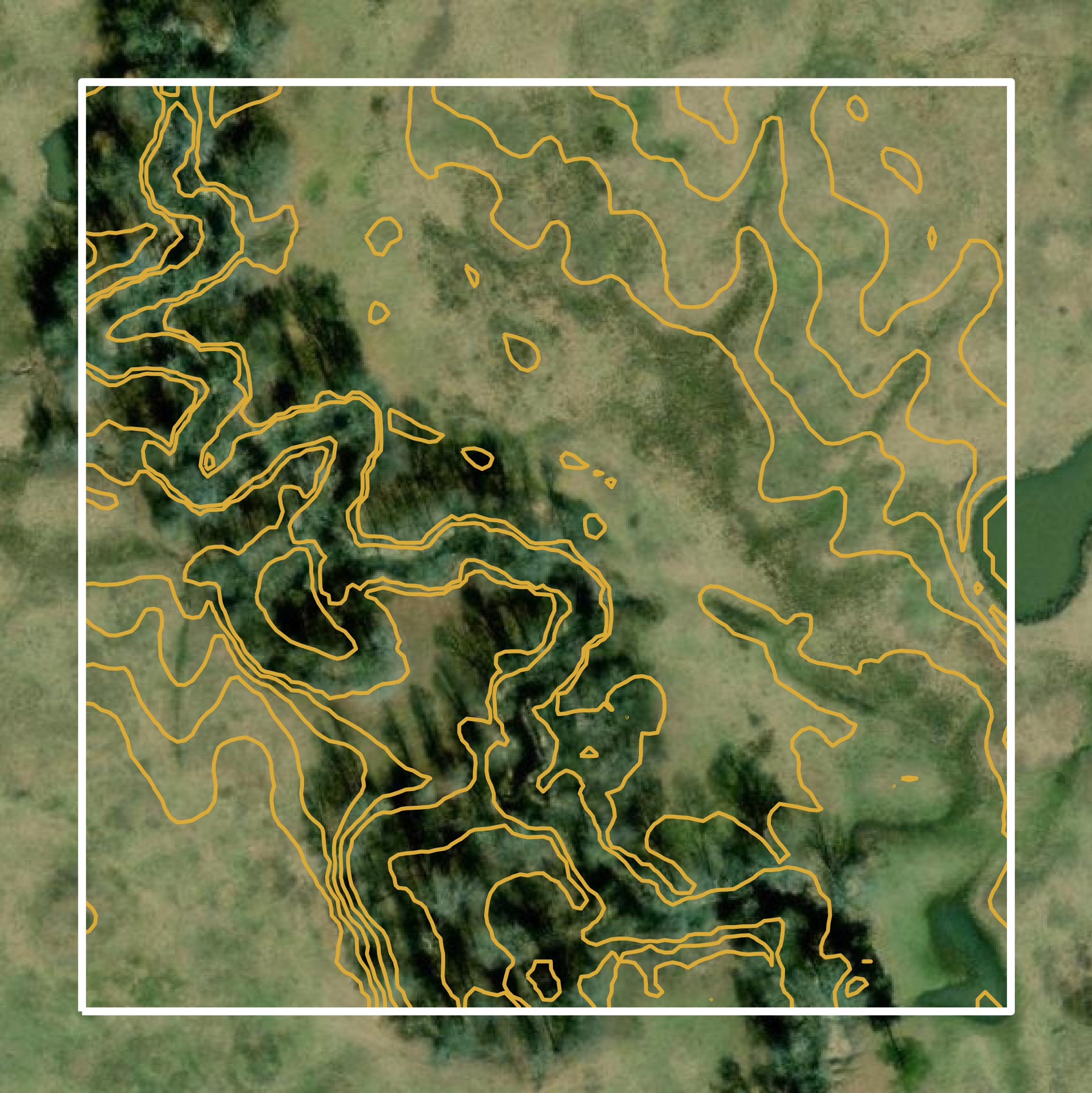 This image shows a contour map in Bowie County created using GIS data in Equator.