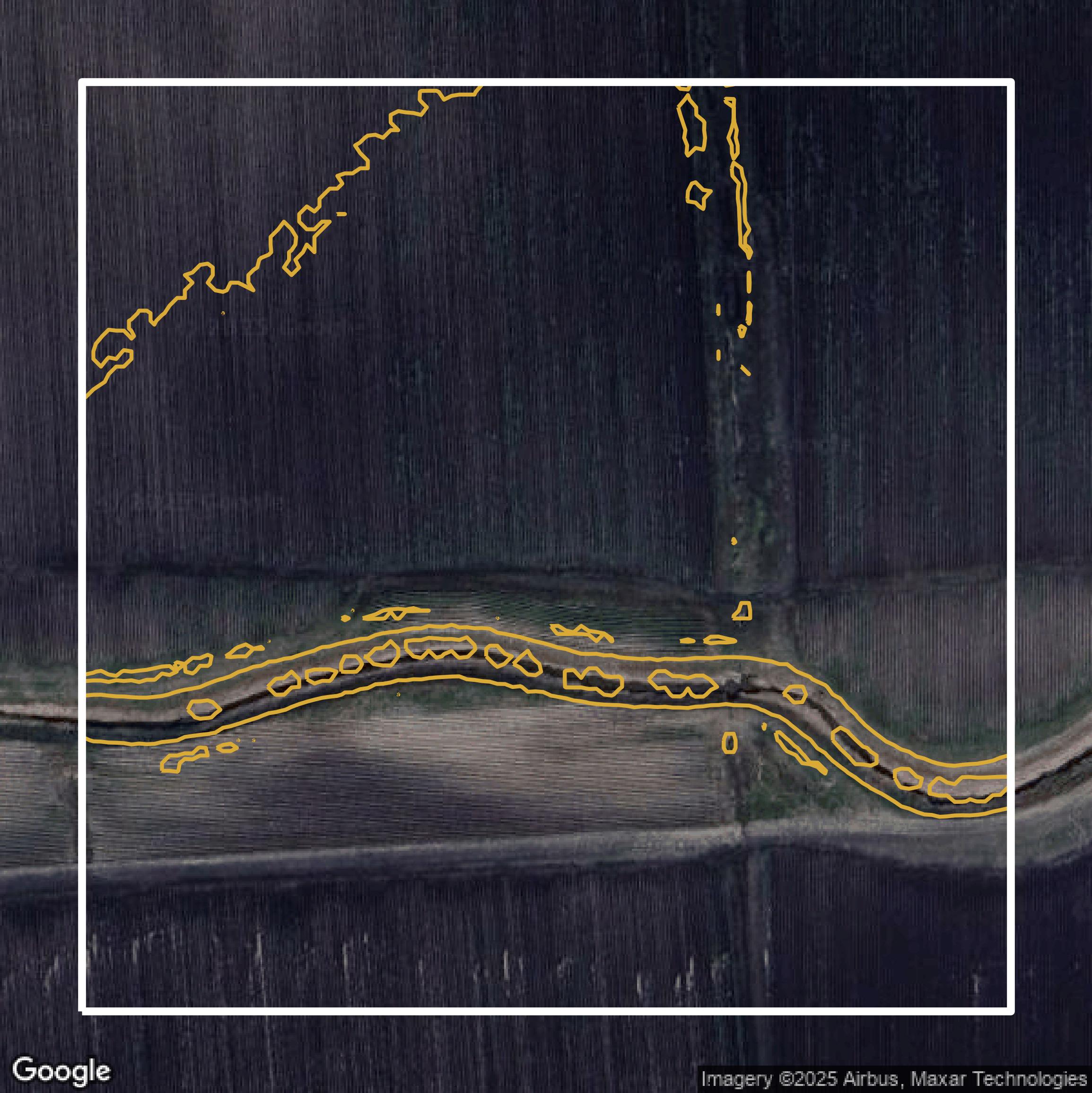 This image shows a contour map in Brazoria County created using GIS data in Equator.
