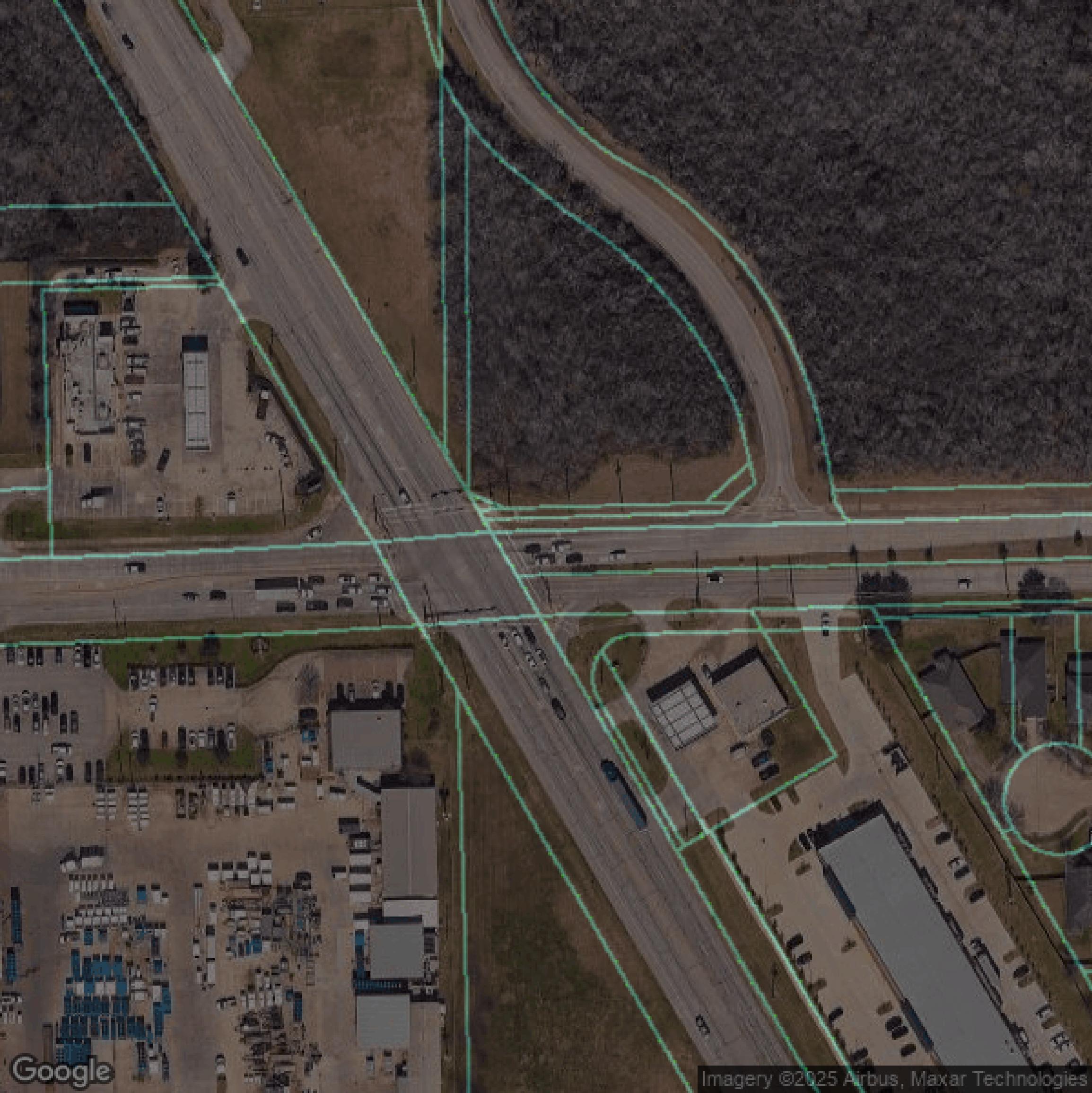 This image shows parcel data in Brazoria County created using GIS data in Equator.