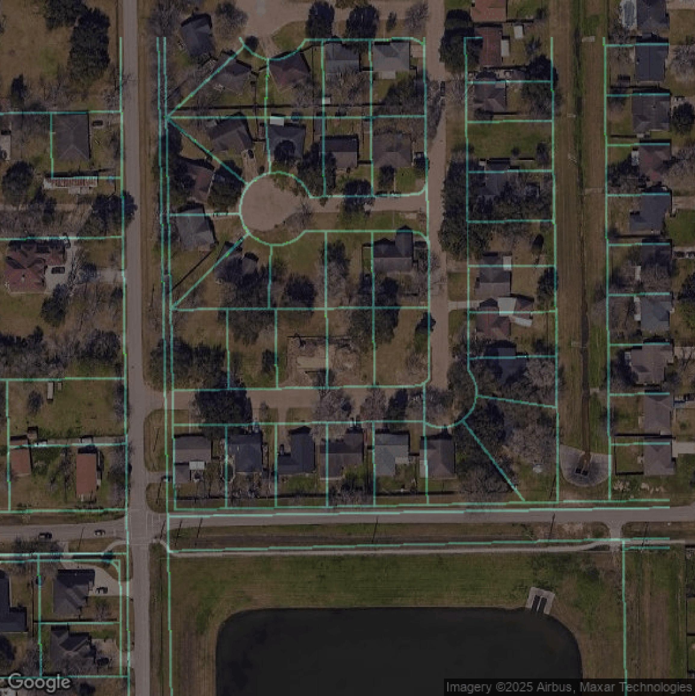 This image shows parcel data in Brazoria County created using GIS data in Equator.