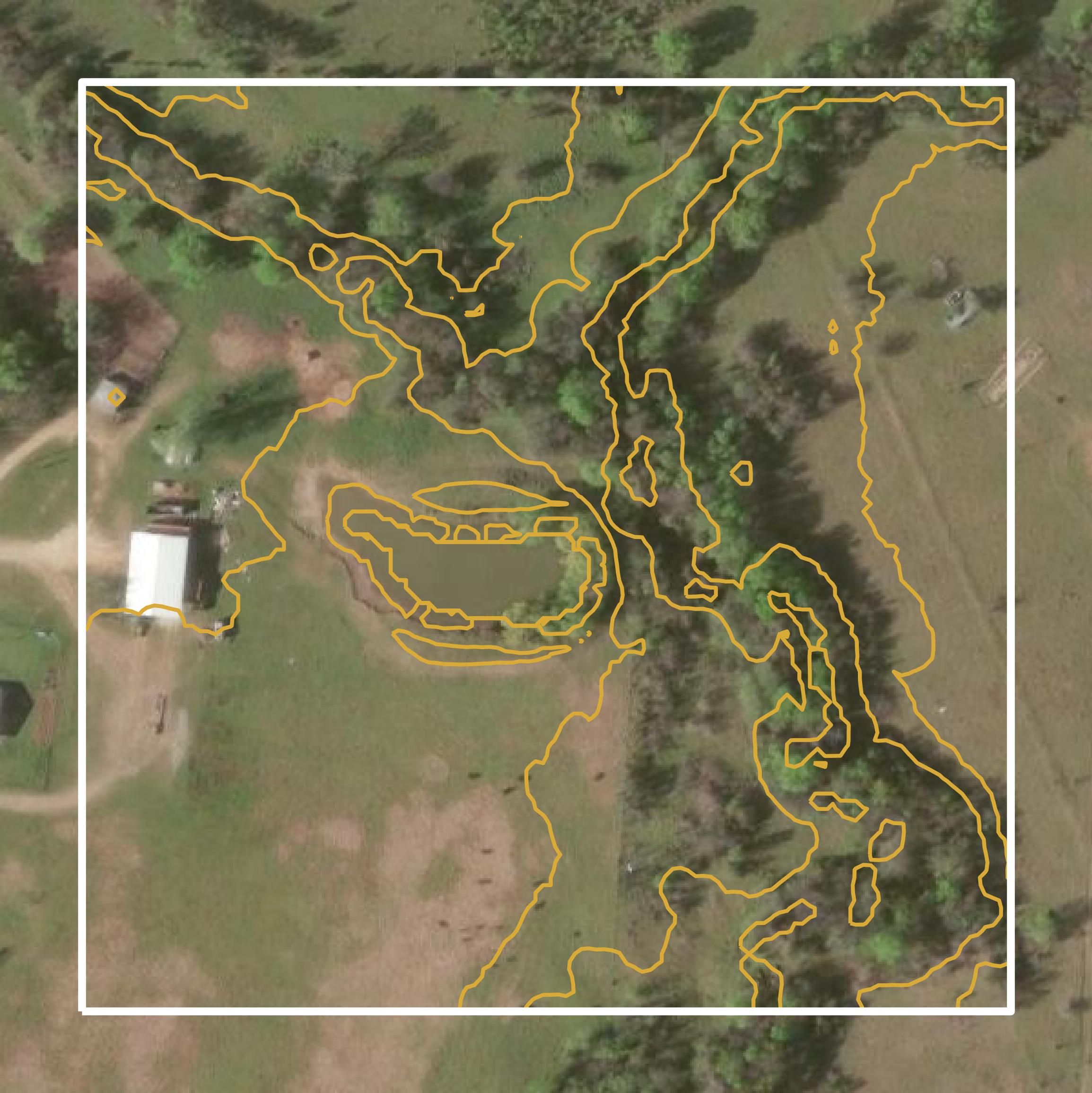 This image shows a contour map in Brazos County created using GIS data in Equator.