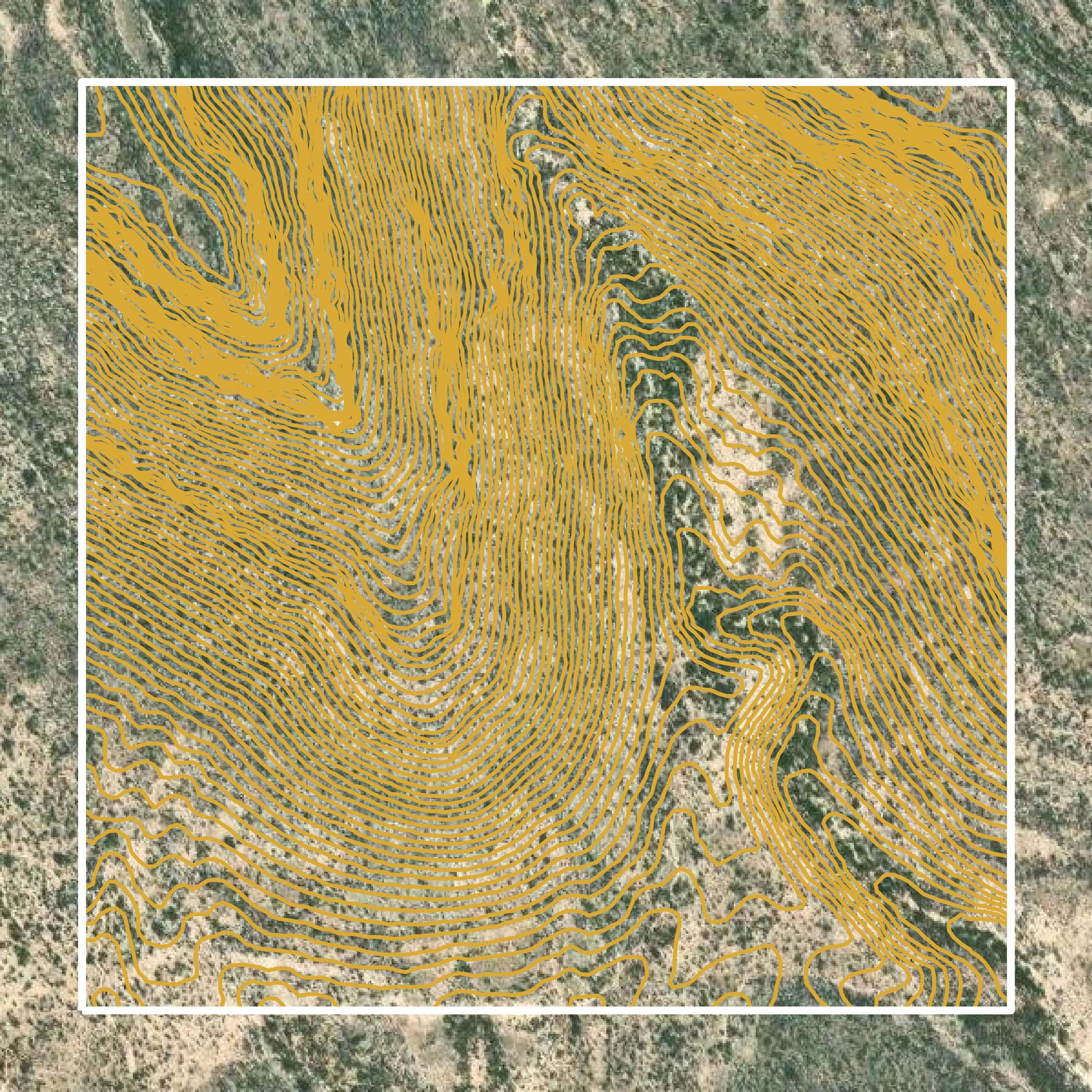 This image shows a contour map in Brewster County created using GIS data in Equator.