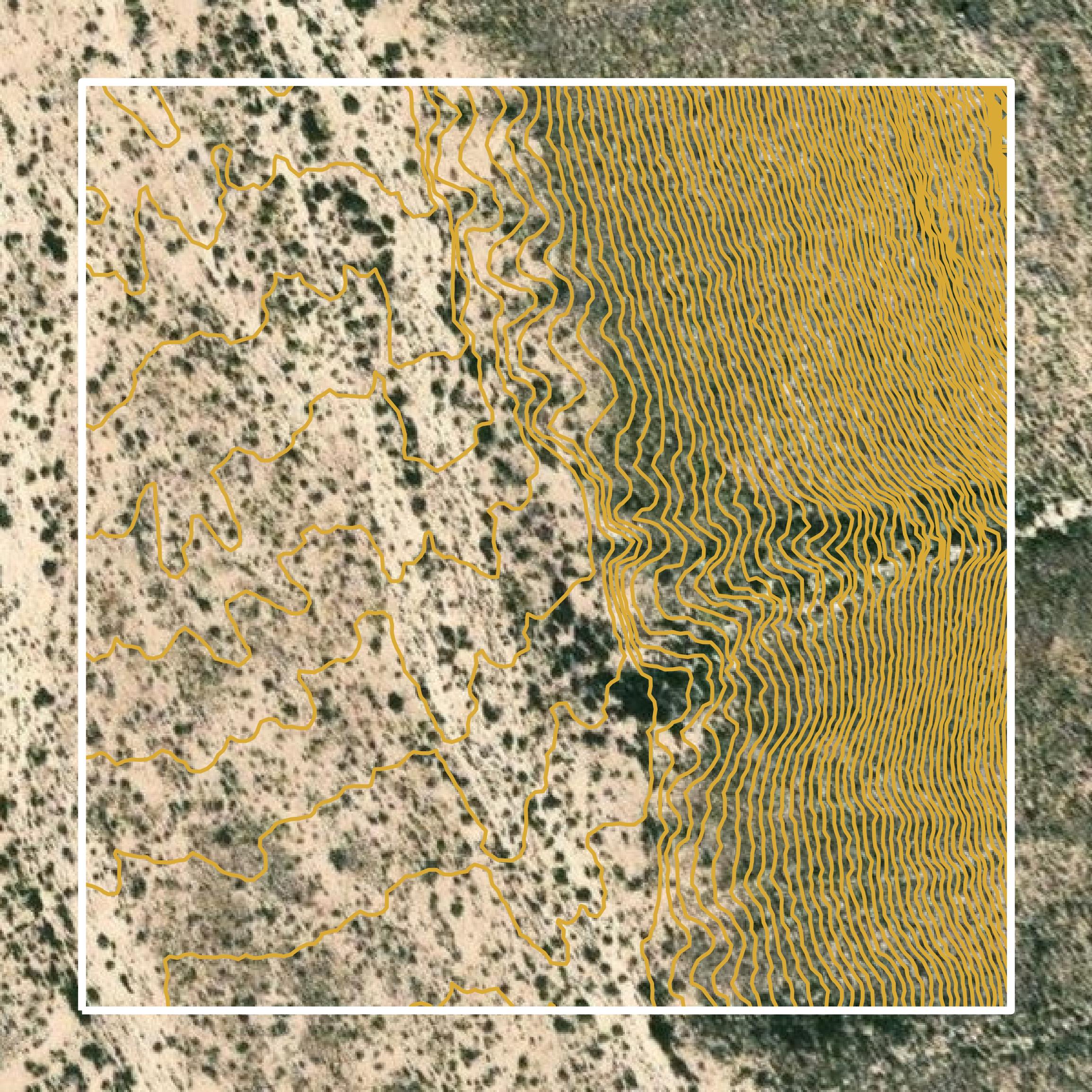 This image shows a contour map in Brewster County created using GIS data in Equator.