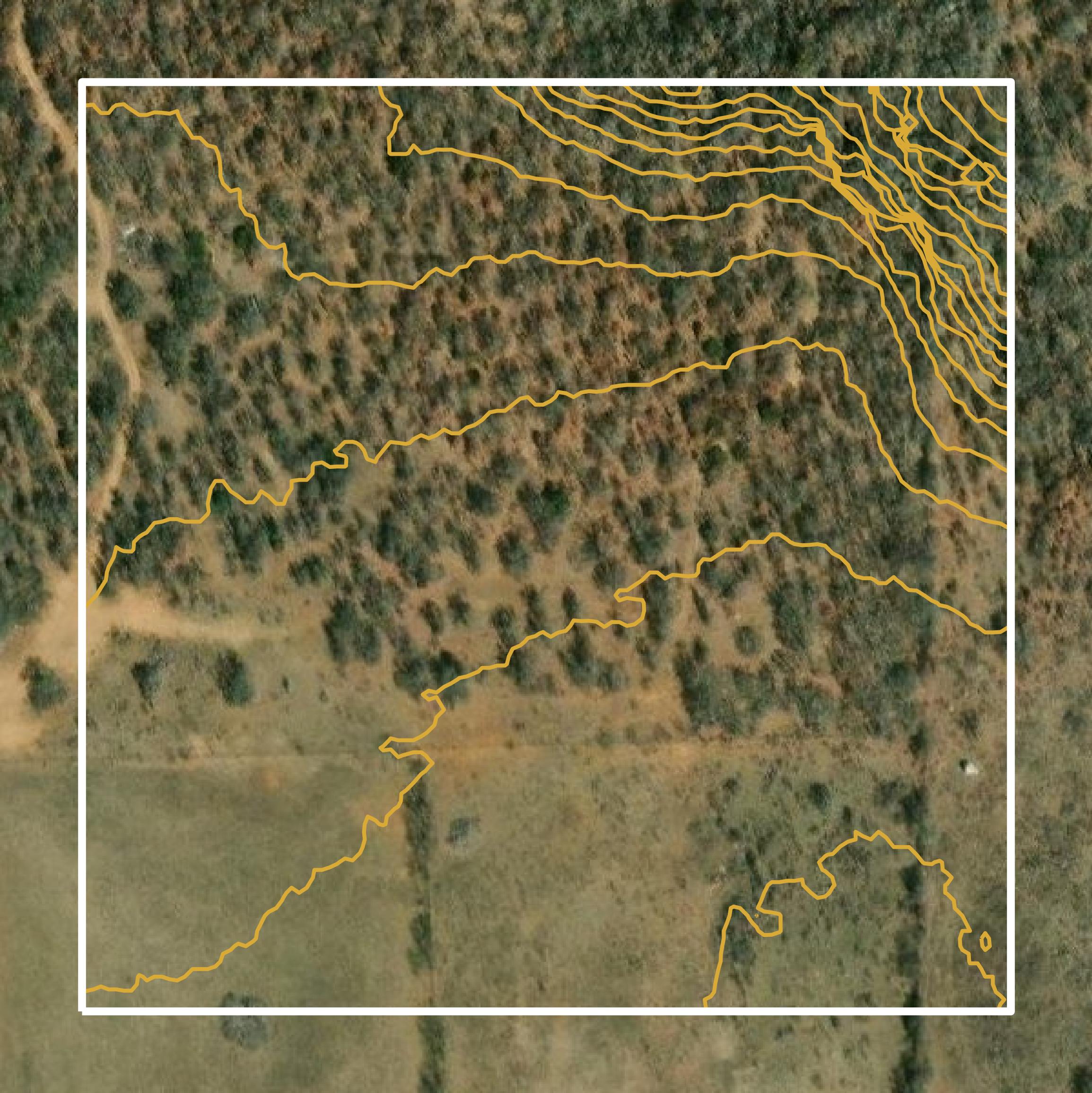 This image shows a contour map in Brown County created using GIS data in Equator.