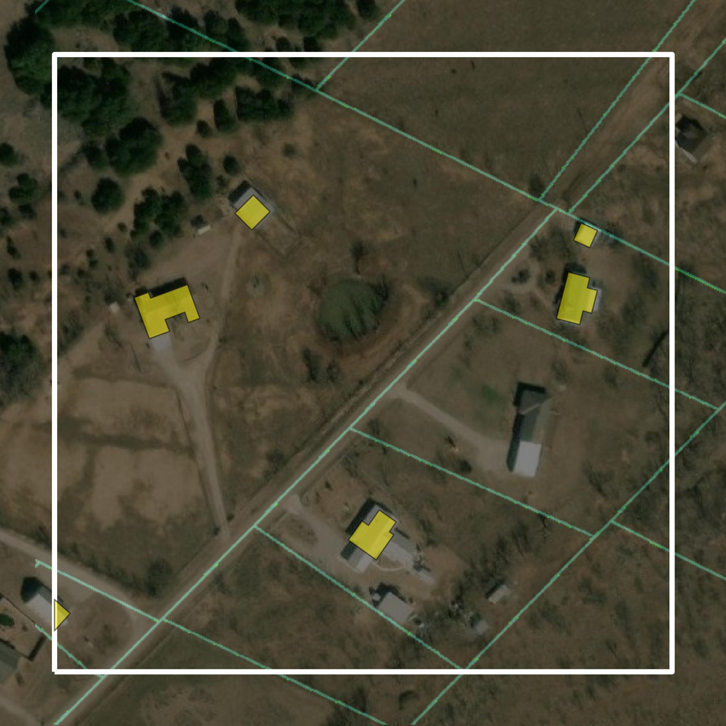 This image shows parcel and building data in Brown County created using GIS data in Equator.