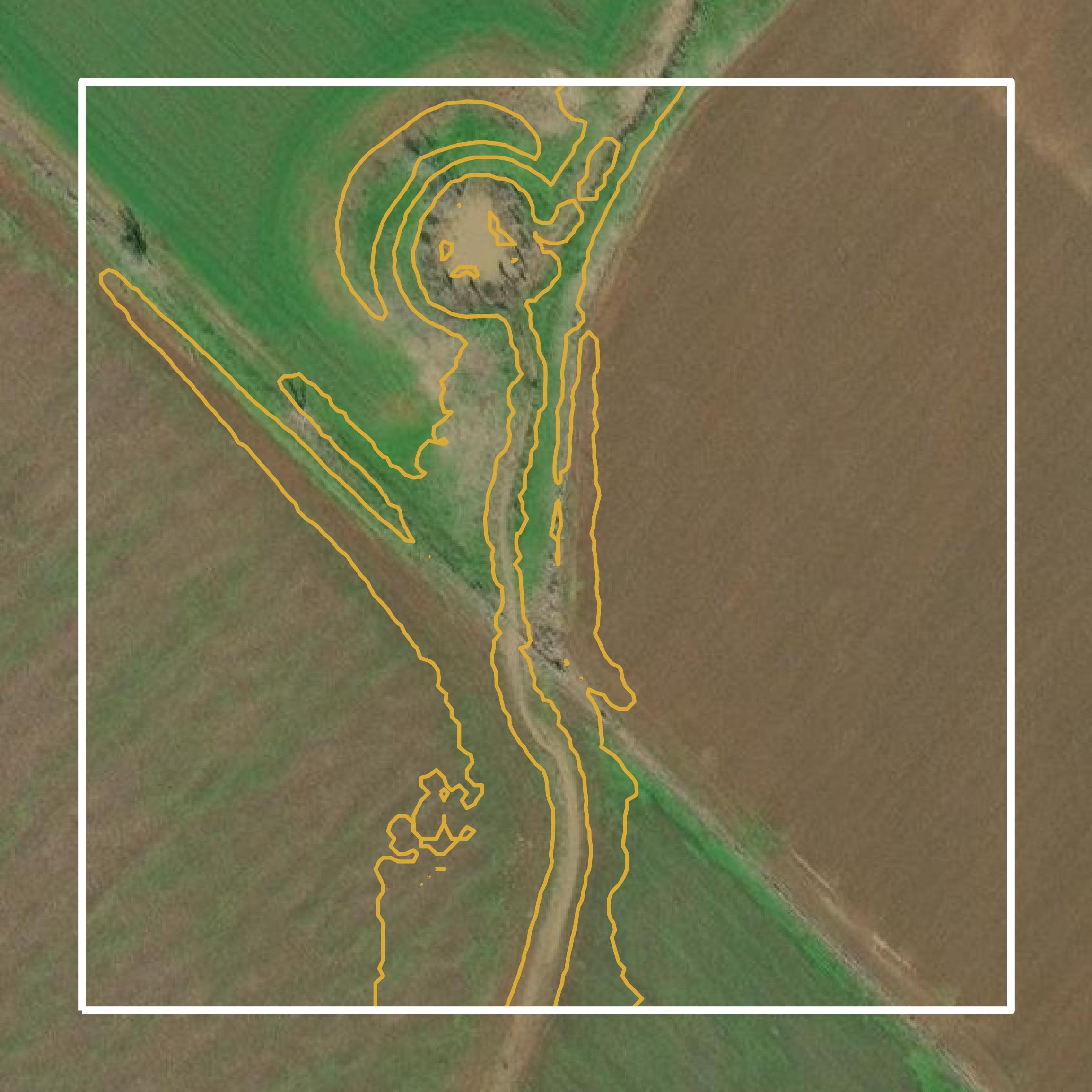 This image shows a contour map in Burleson County created using GIS data in Equator.
