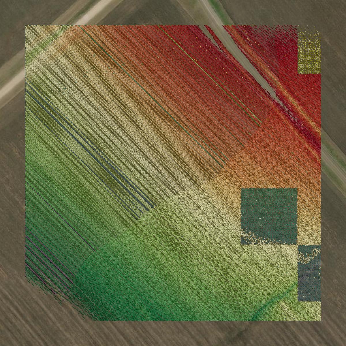 This image shows a LiDAR point cloud in Caldwell County created using GIS data in Equator.