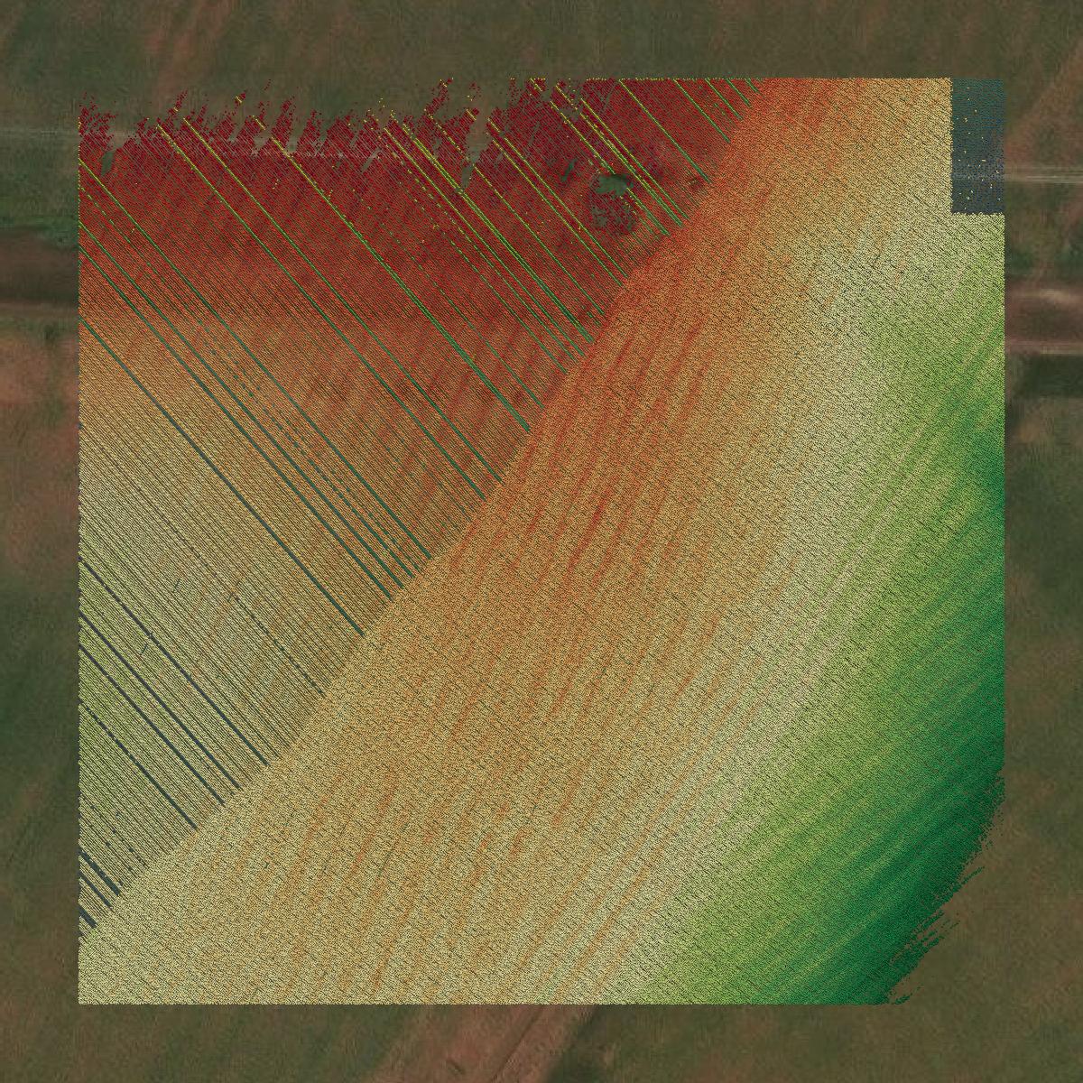 This image shows a LiDAR point cloud in Caldwell County created using GIS data in Equator.