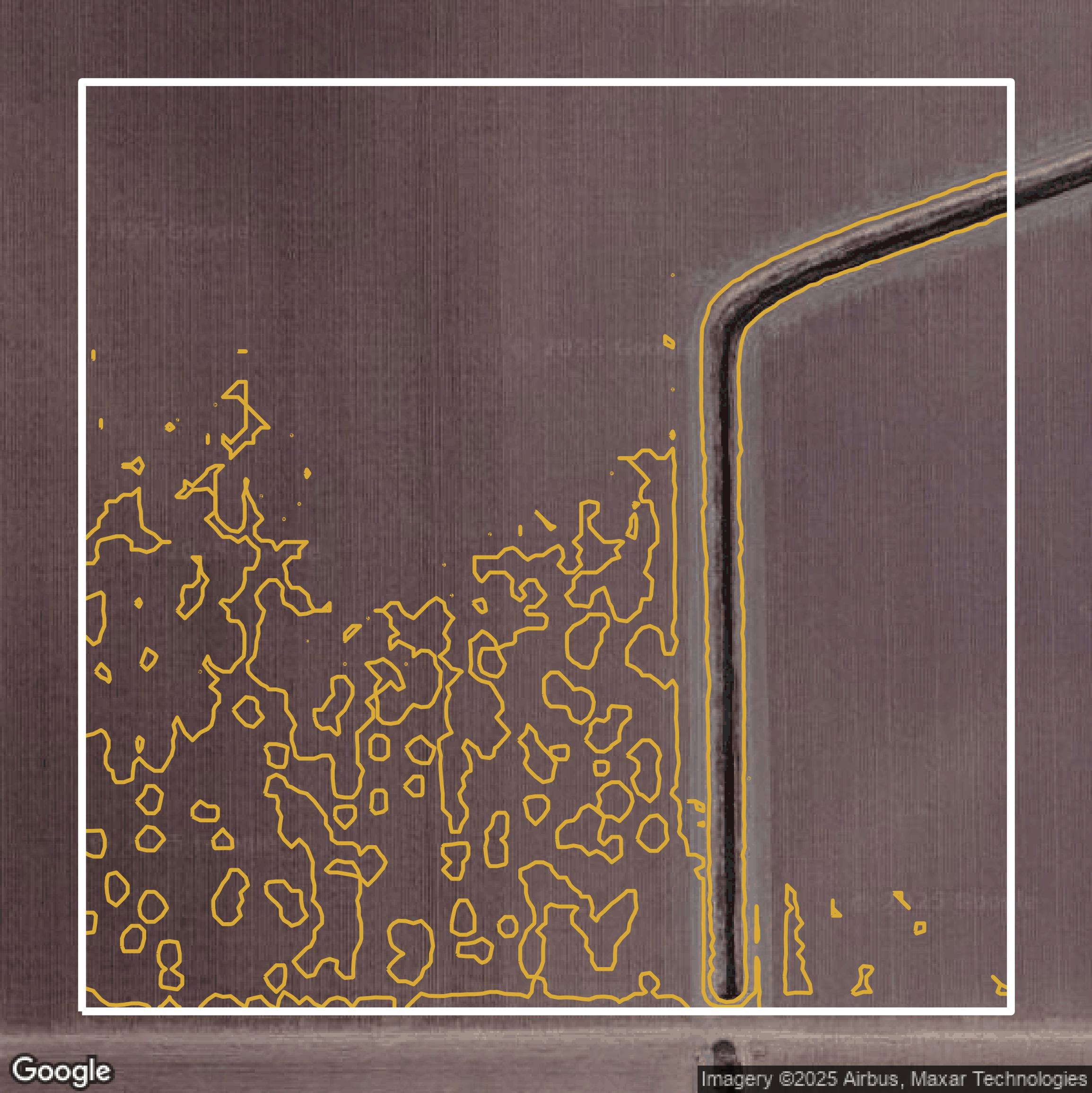 This image shows a contour map in Cameron County created using GIS data in Equator.