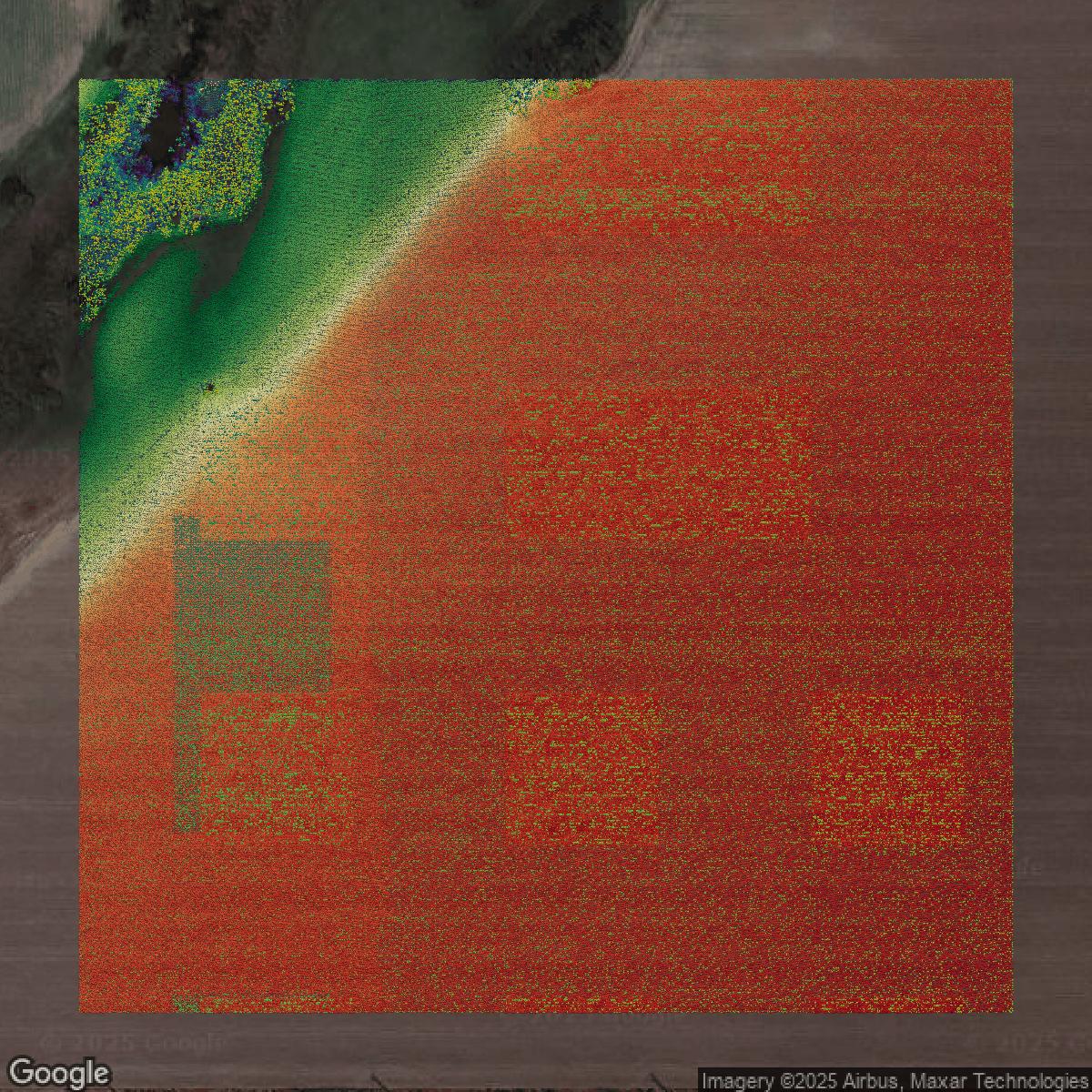 This image shows a LiDAR point cloud in Cameron County created using GIS data in Equator.