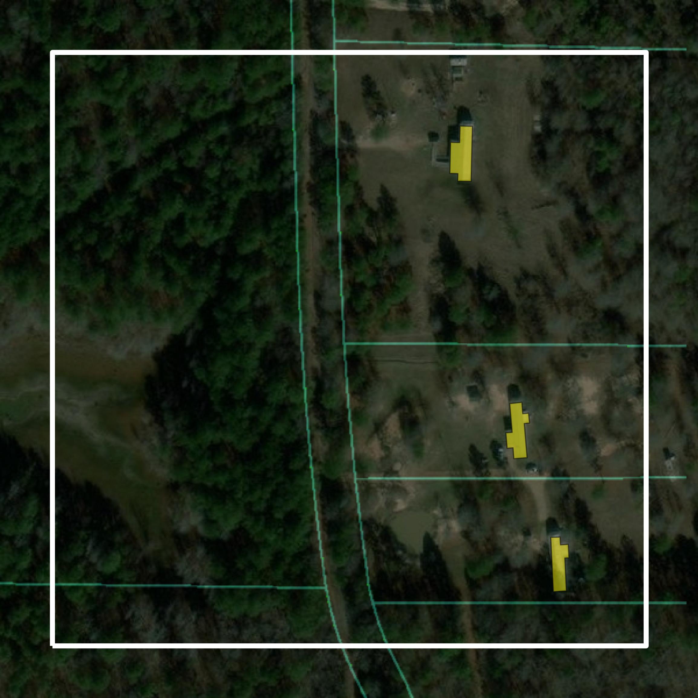 This image shows parcel and building data in Cass County created using GIS data in Equator.