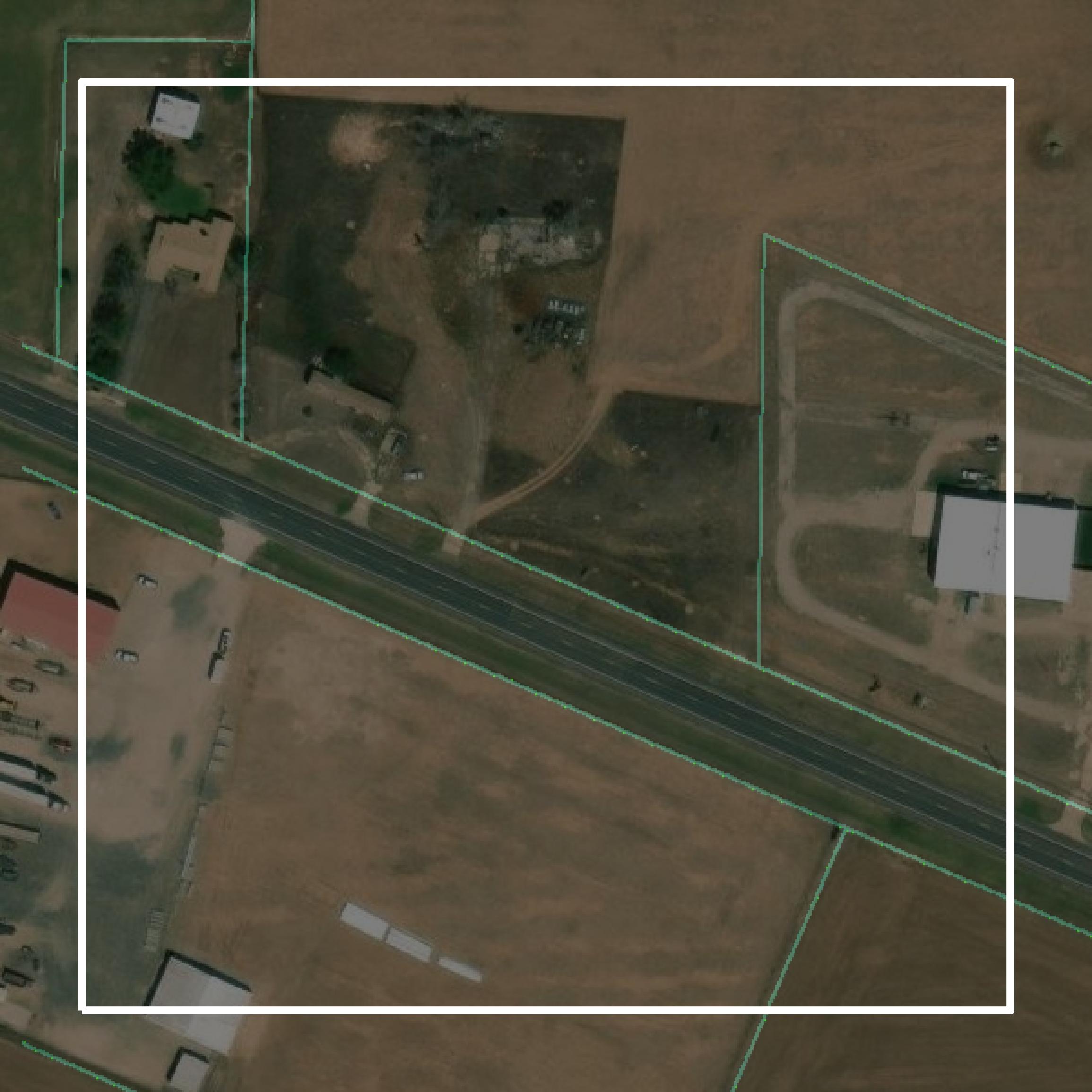This image shows parcel and building data in Castro County created using GIS data in Equator.