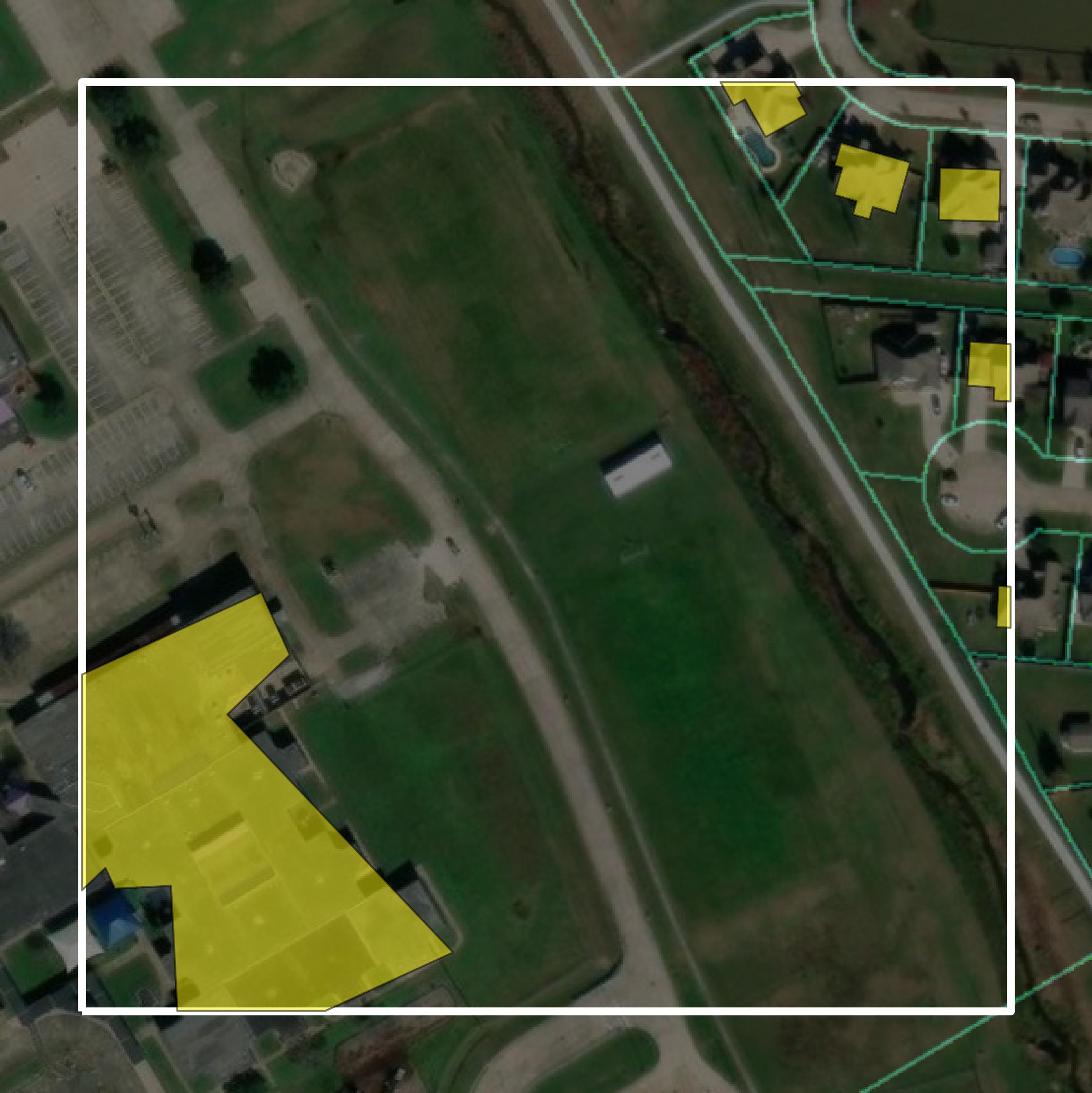 This image shows parcel and building data in Chambers County created using GIS data in Equator.