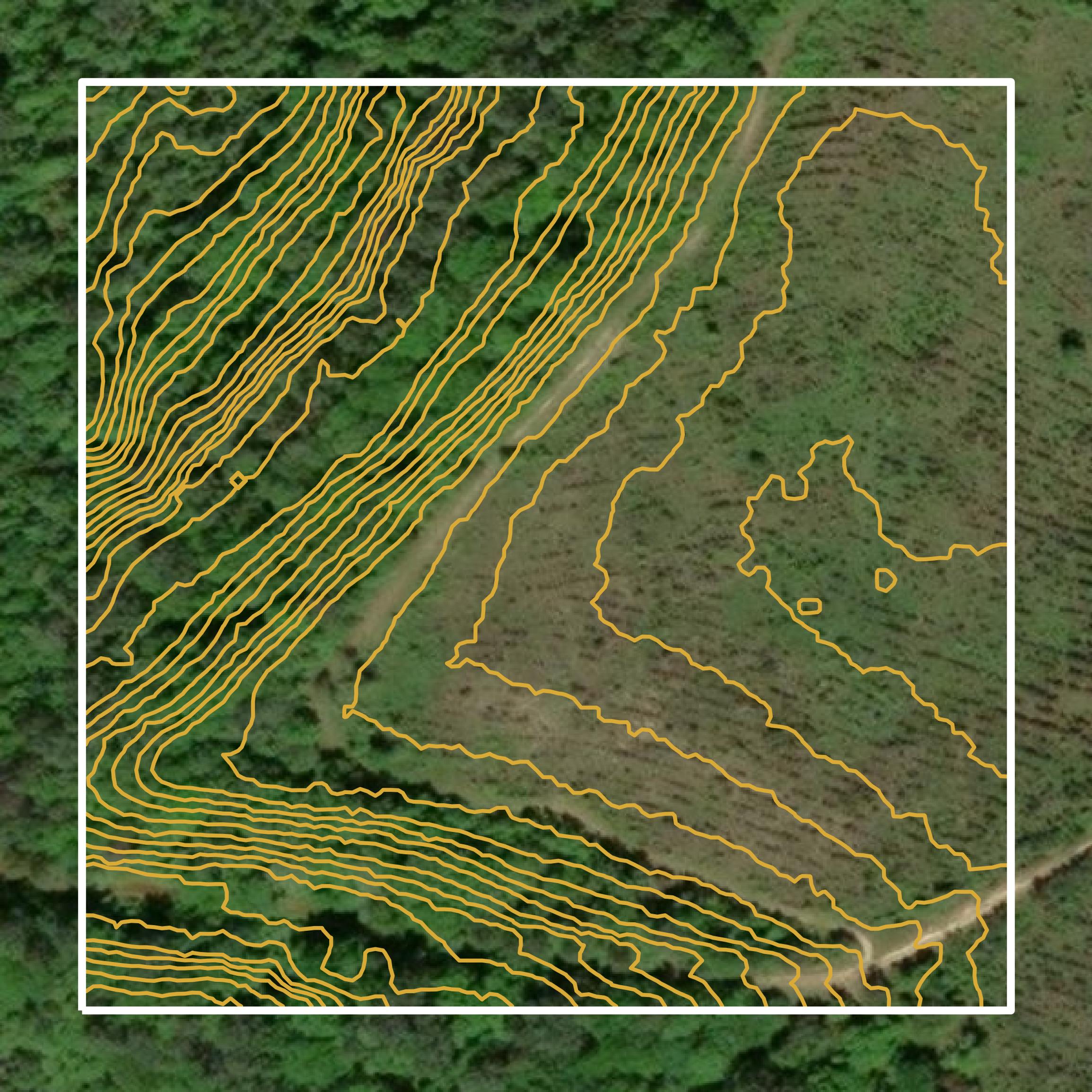 This image shows a contour map in Cherokee County created using GIS data in Equator.