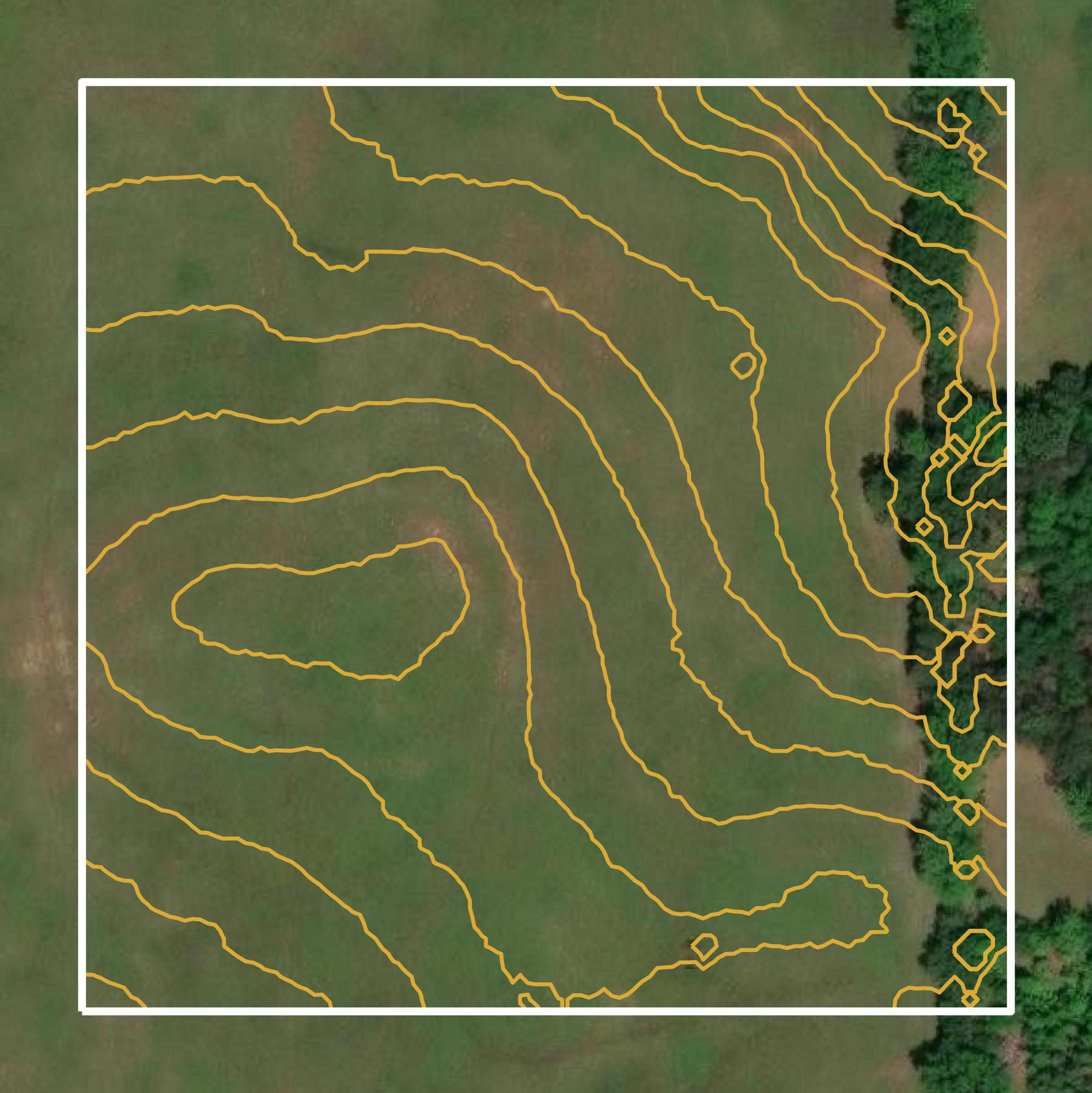This image shows a contour map in Cherokee County created using GIS data in Equator.