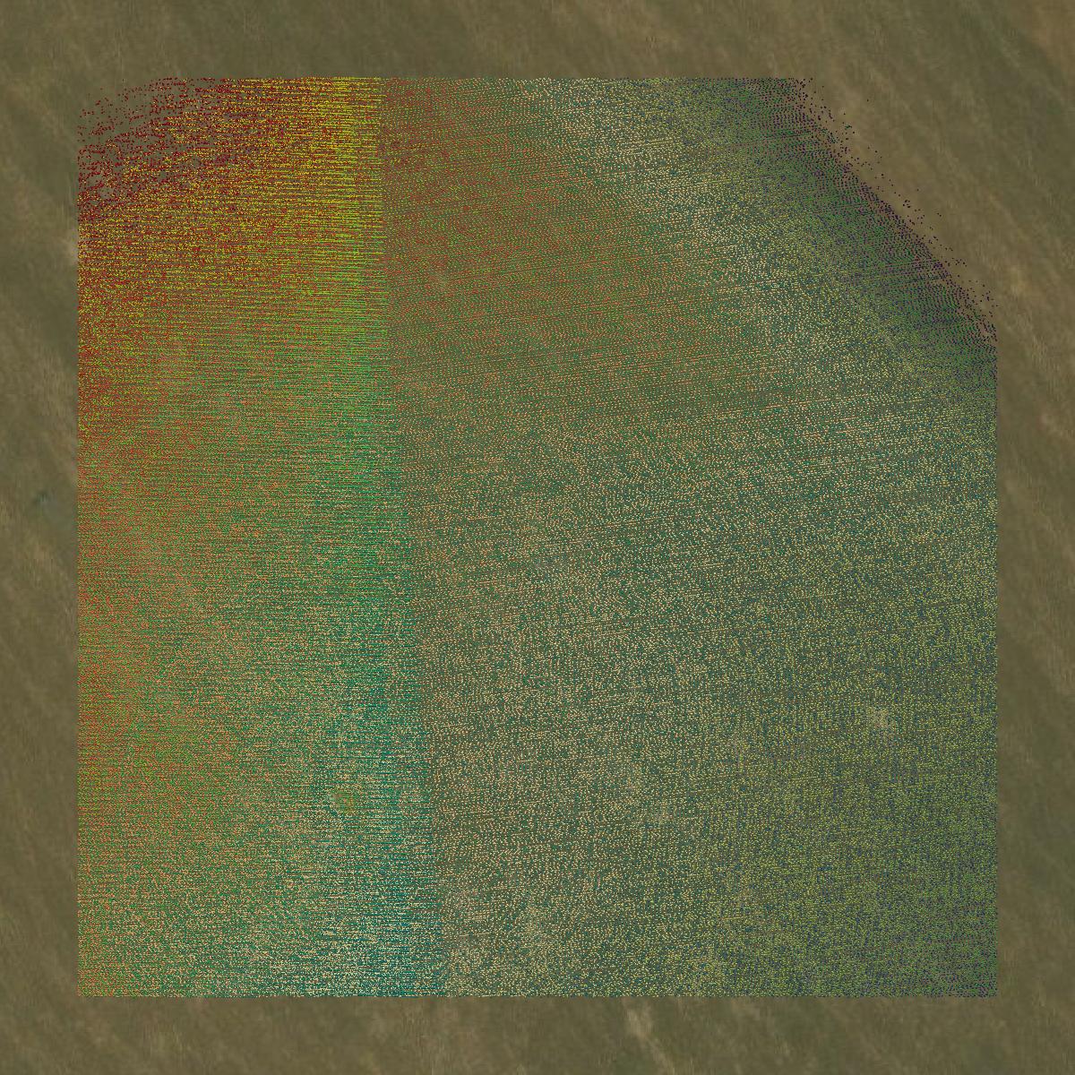 This image shows a LiDAR point cloud in Childress County created using GIS data in Equator.