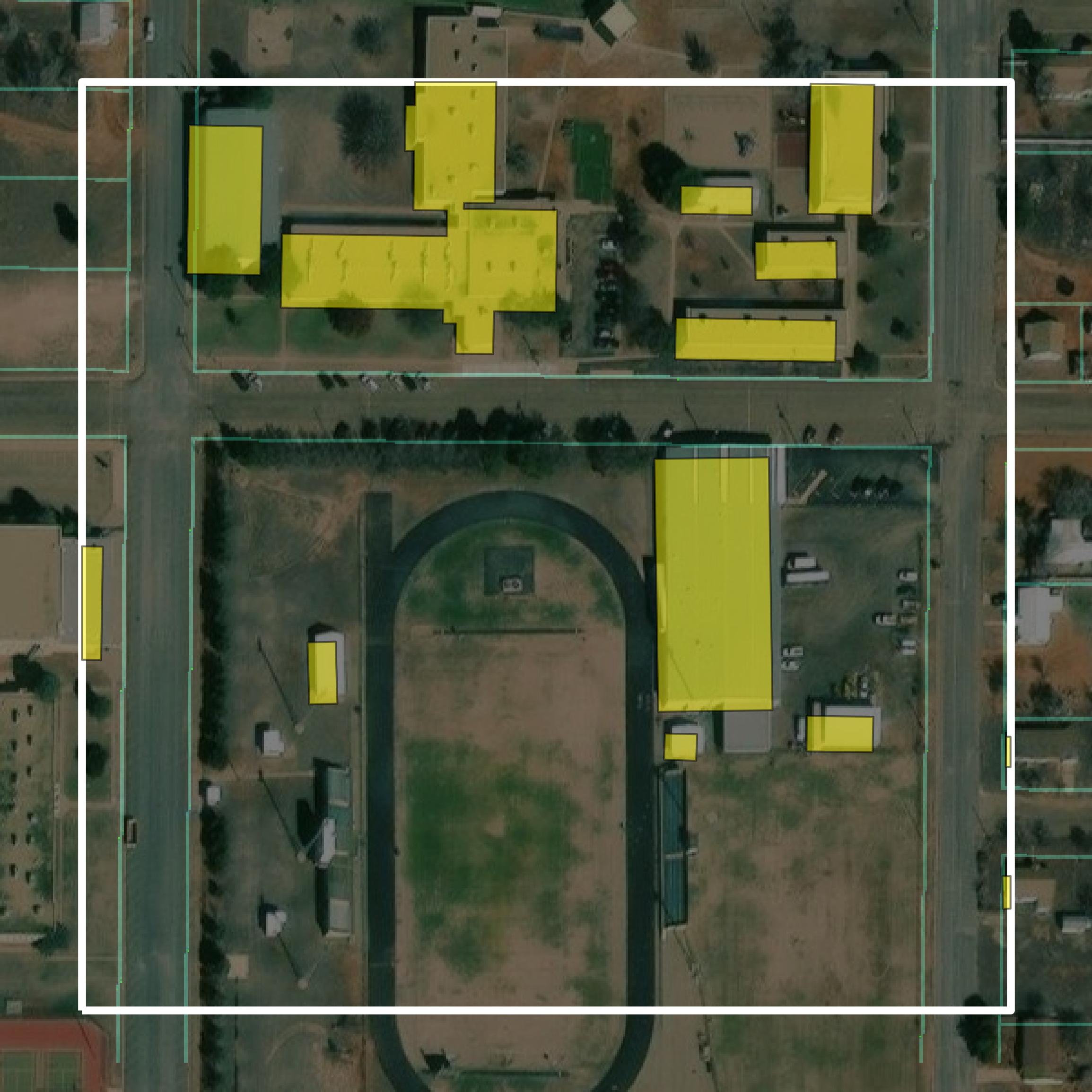 This image shows parcel and building data in Cochran County created using GIS data in Equator.