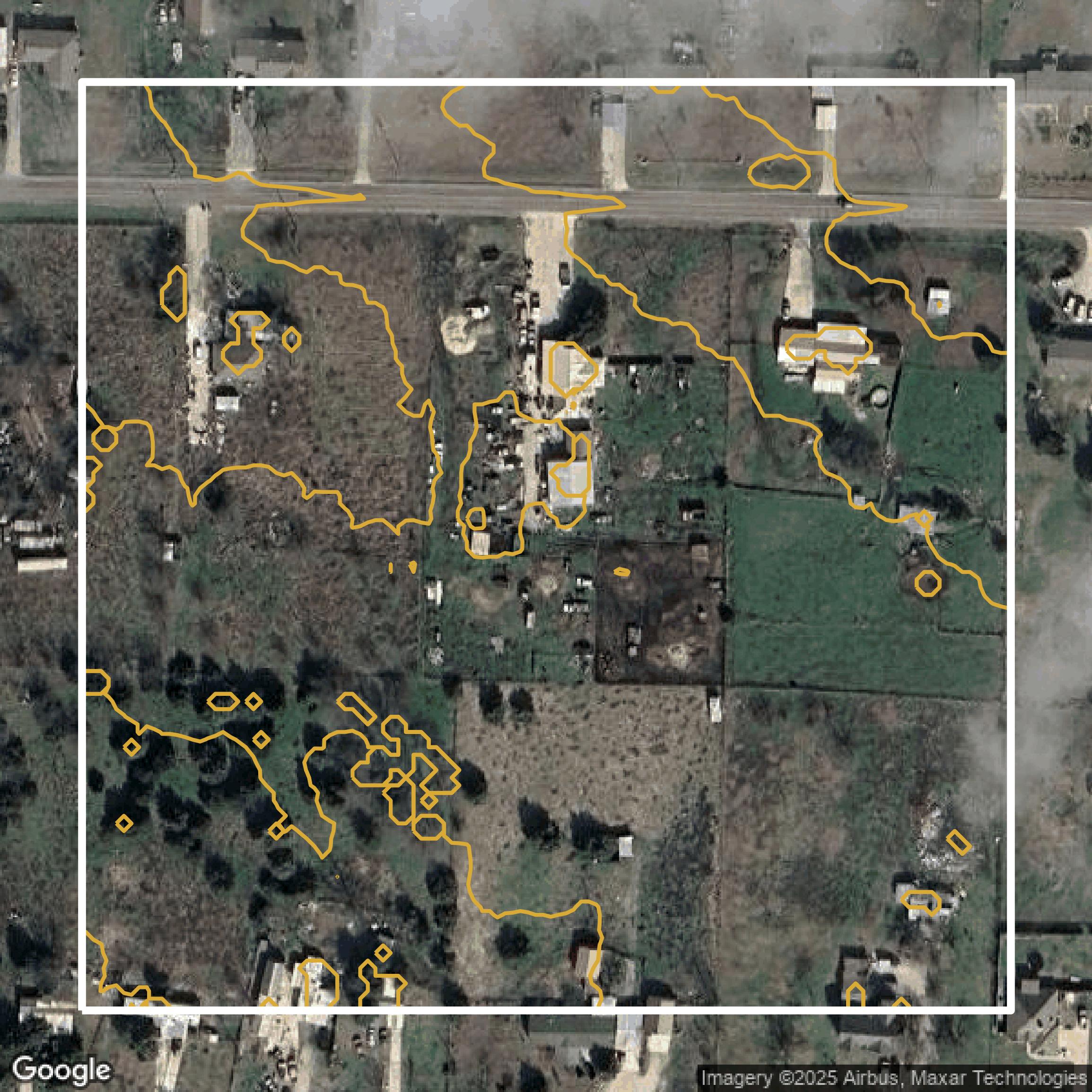 This image shows a contour map in Collin County created using GIS data in Equator.