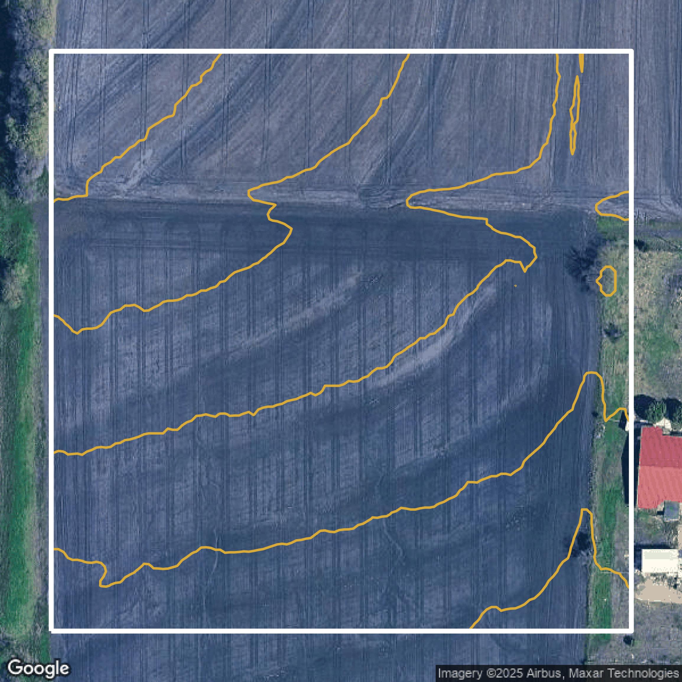 This image shows a contour map in Collin County created using GIS data in Equator.
