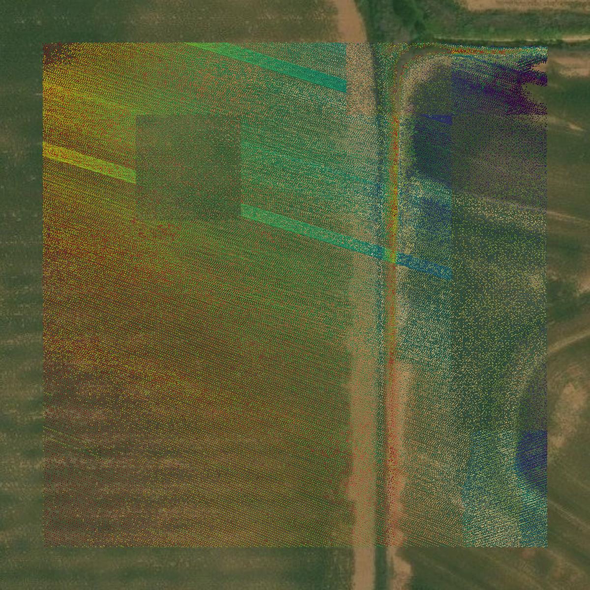 This image shows a LiDAR point cloud in Collingsworth County created using GIS data in Equator.