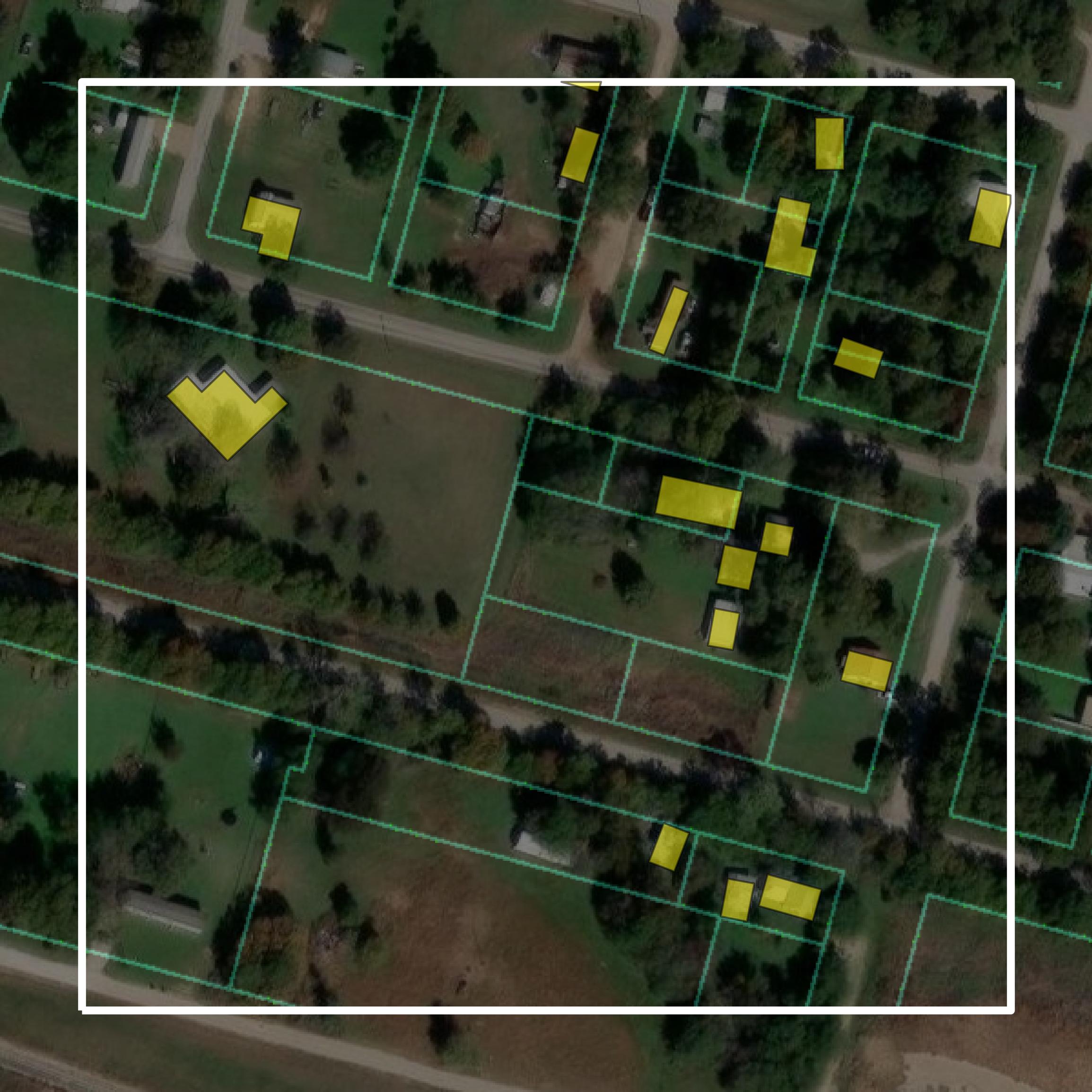 This image shows parcel and building data in Comanche County created using GIS data in Equator.
