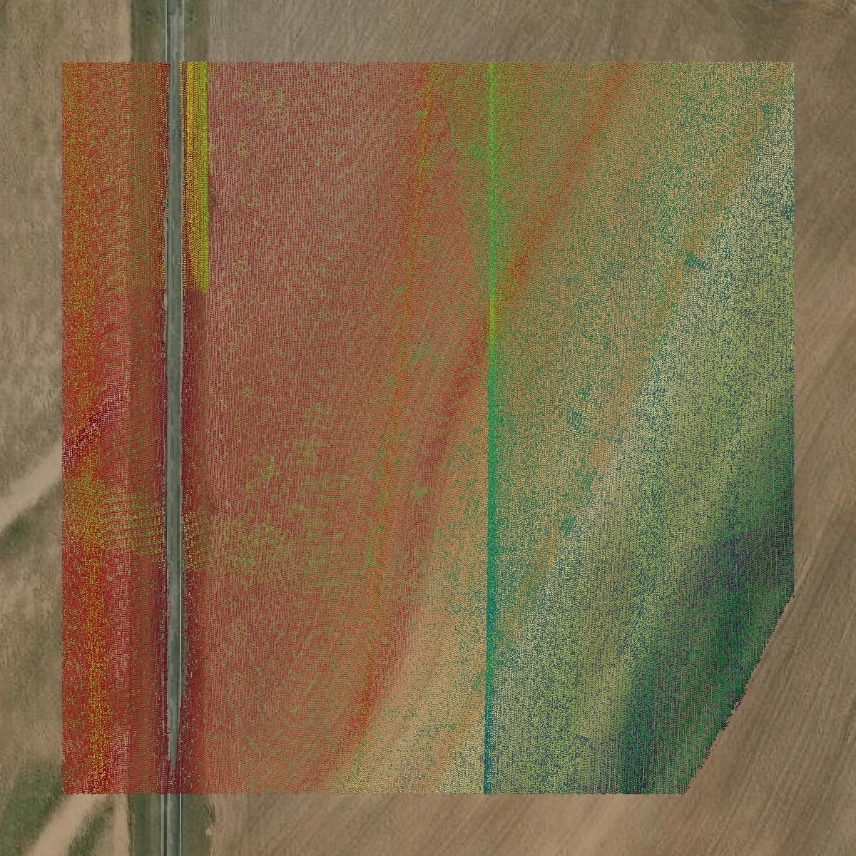 This image shows a LiDAR point cloud in Concho County created using GIS data in Equator.