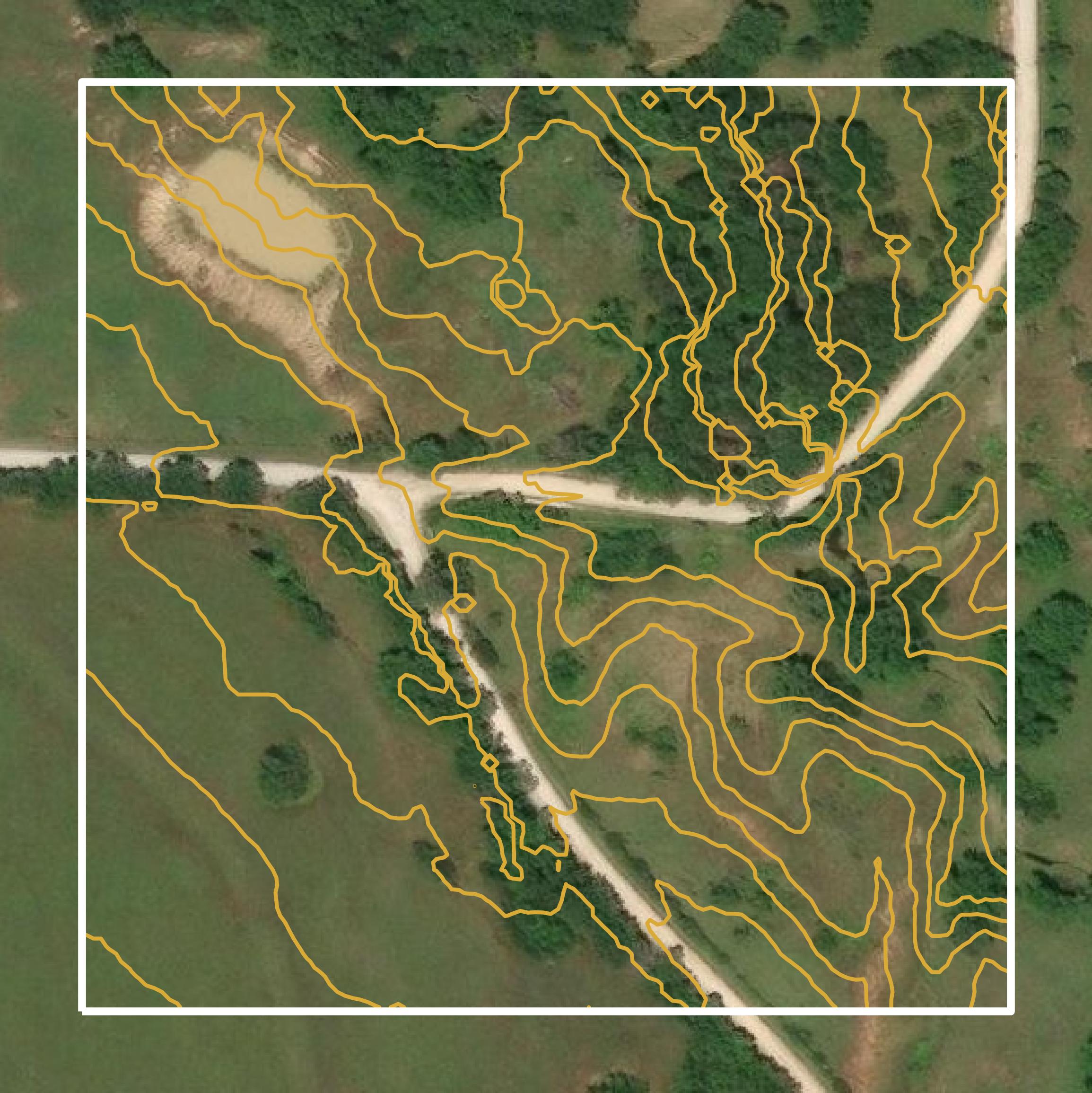 This image shows a contour map in Cooke County created using GIS data in Equator.