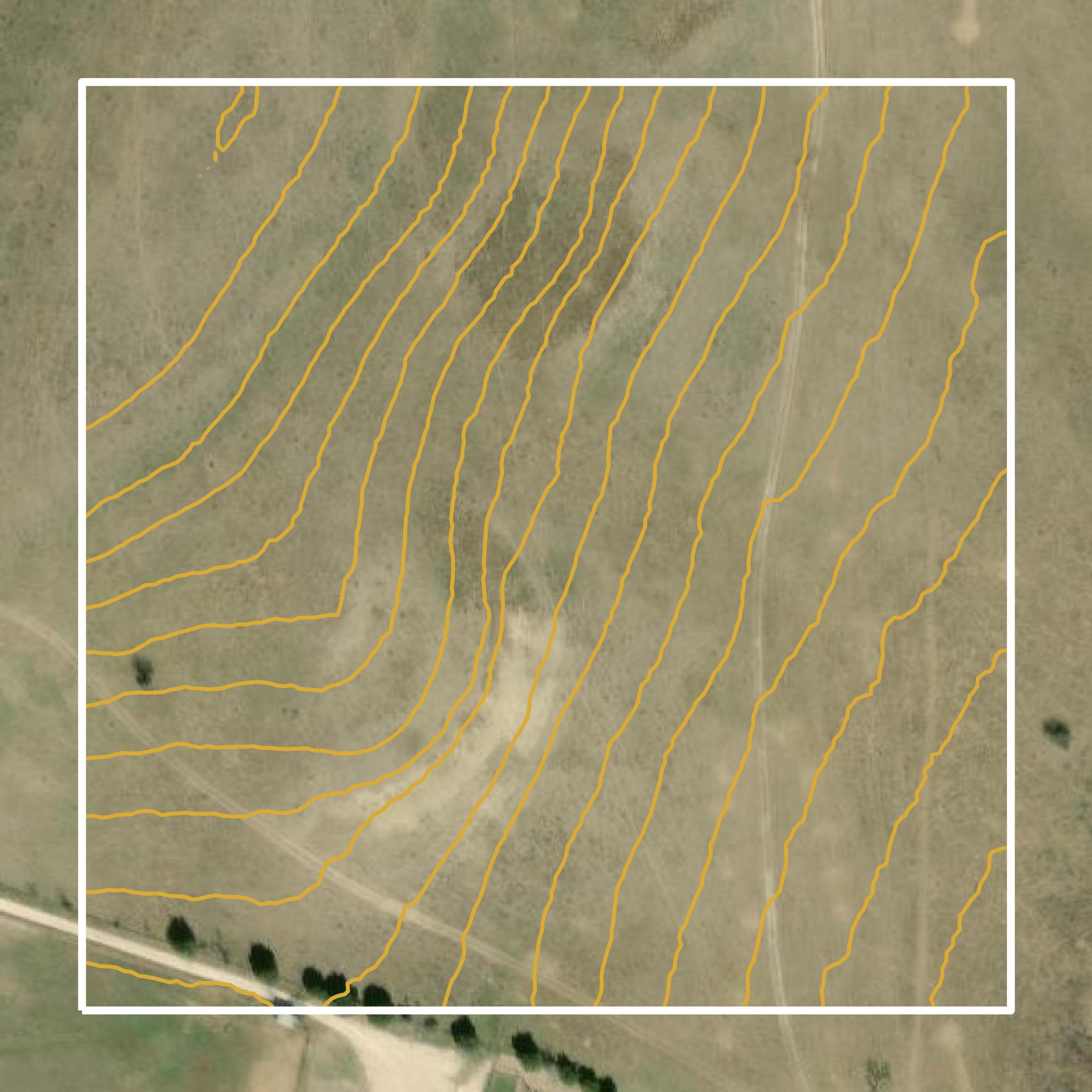 This image shows a contour map in Coryell County created using GIS data in Equator.