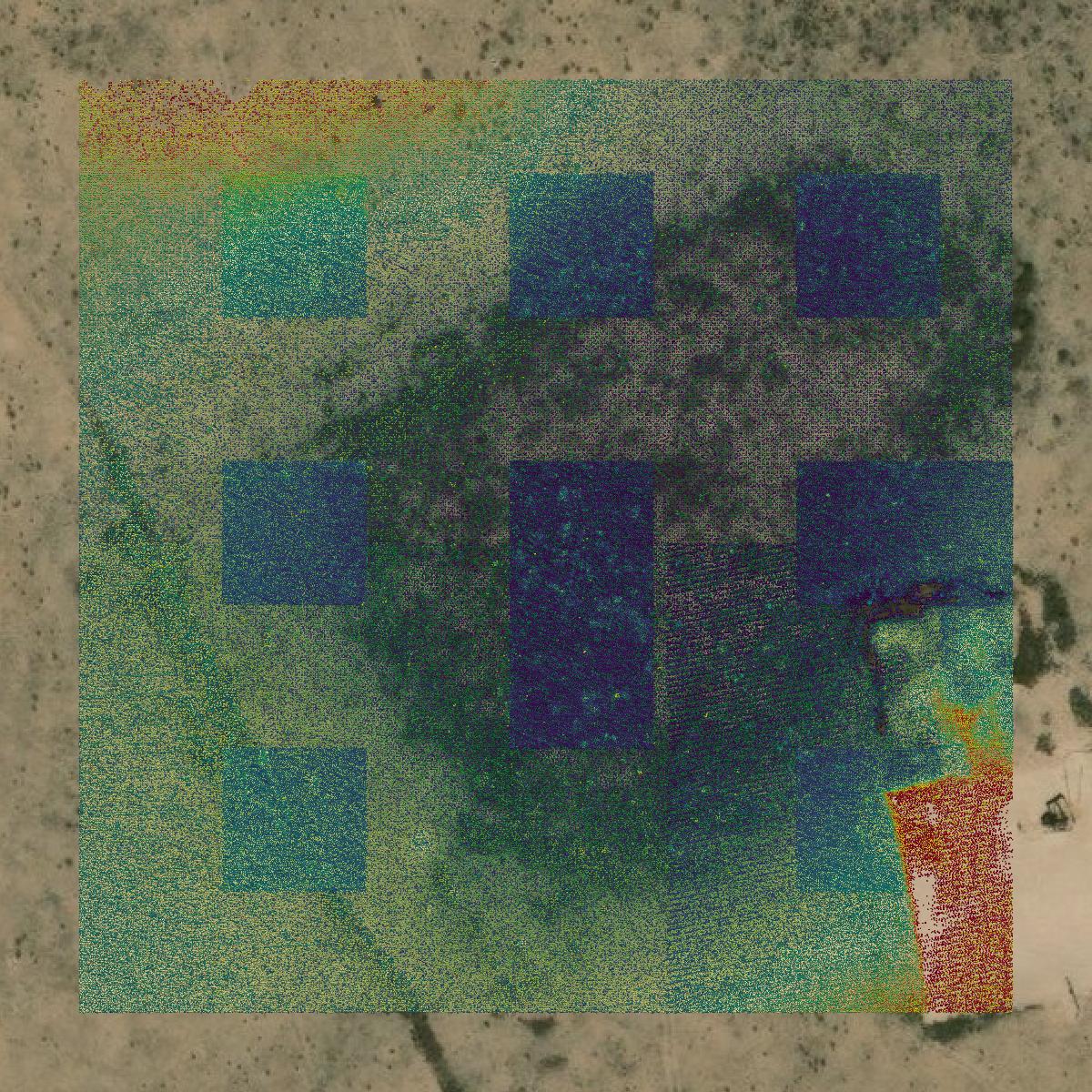 This image shows a LiDAR point cloud in Crane County created using GIS data in Equator.