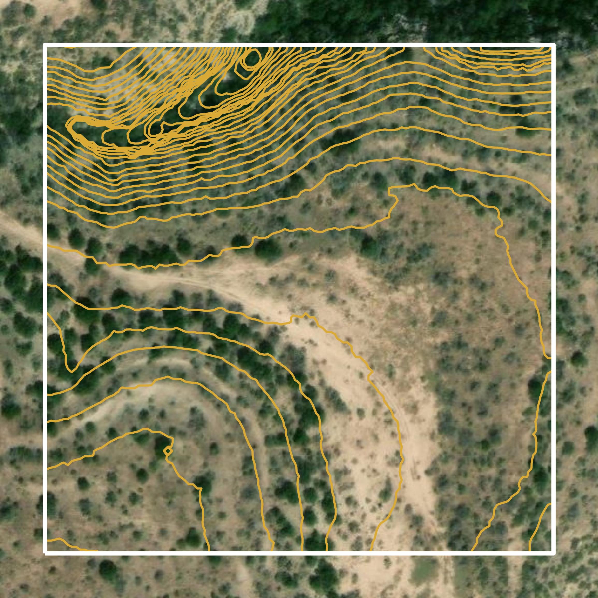 This image shows a contour map in Crockett County created using GIS data in Equator.