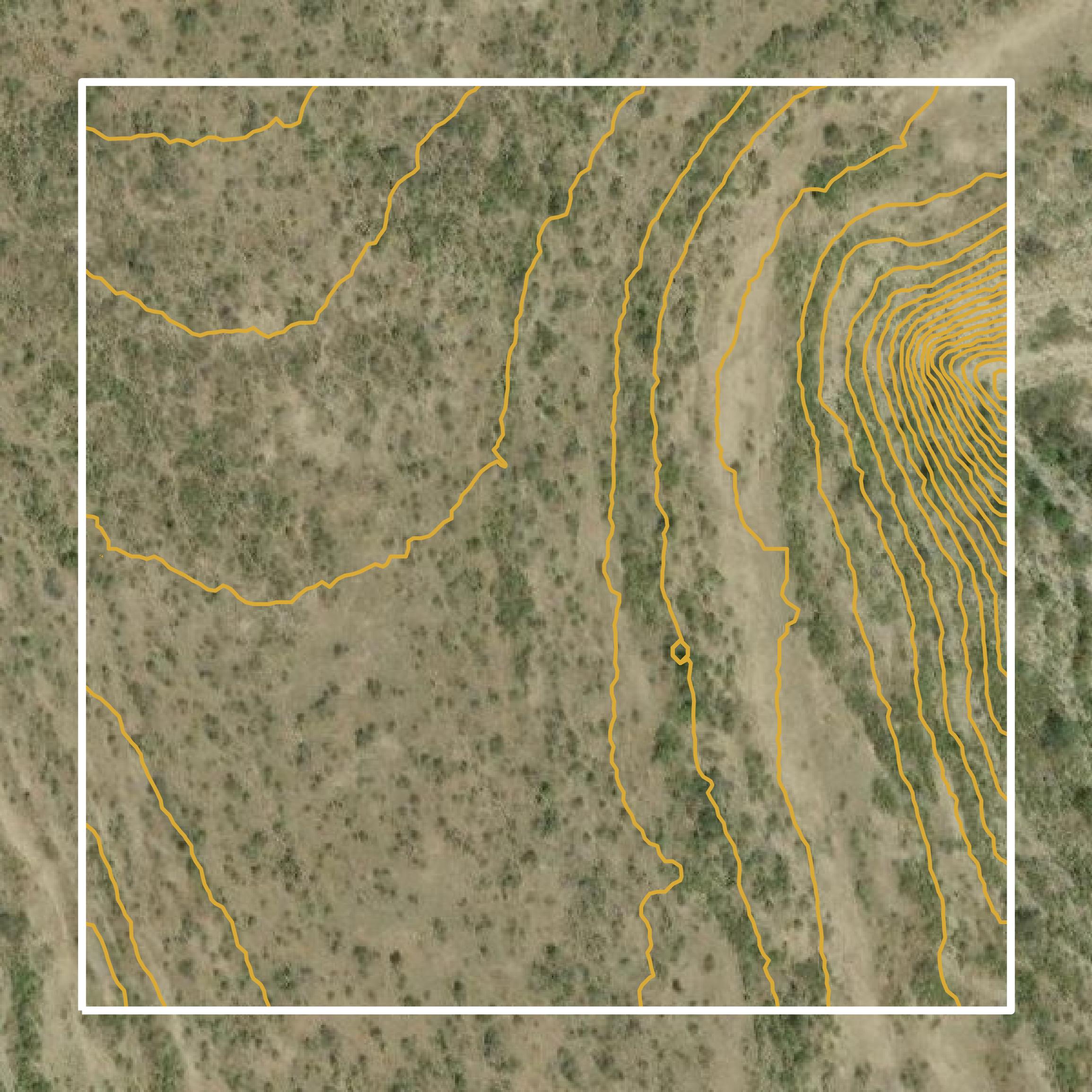 This image shows a contour map in Crockett County created using GIS data in Equator.
