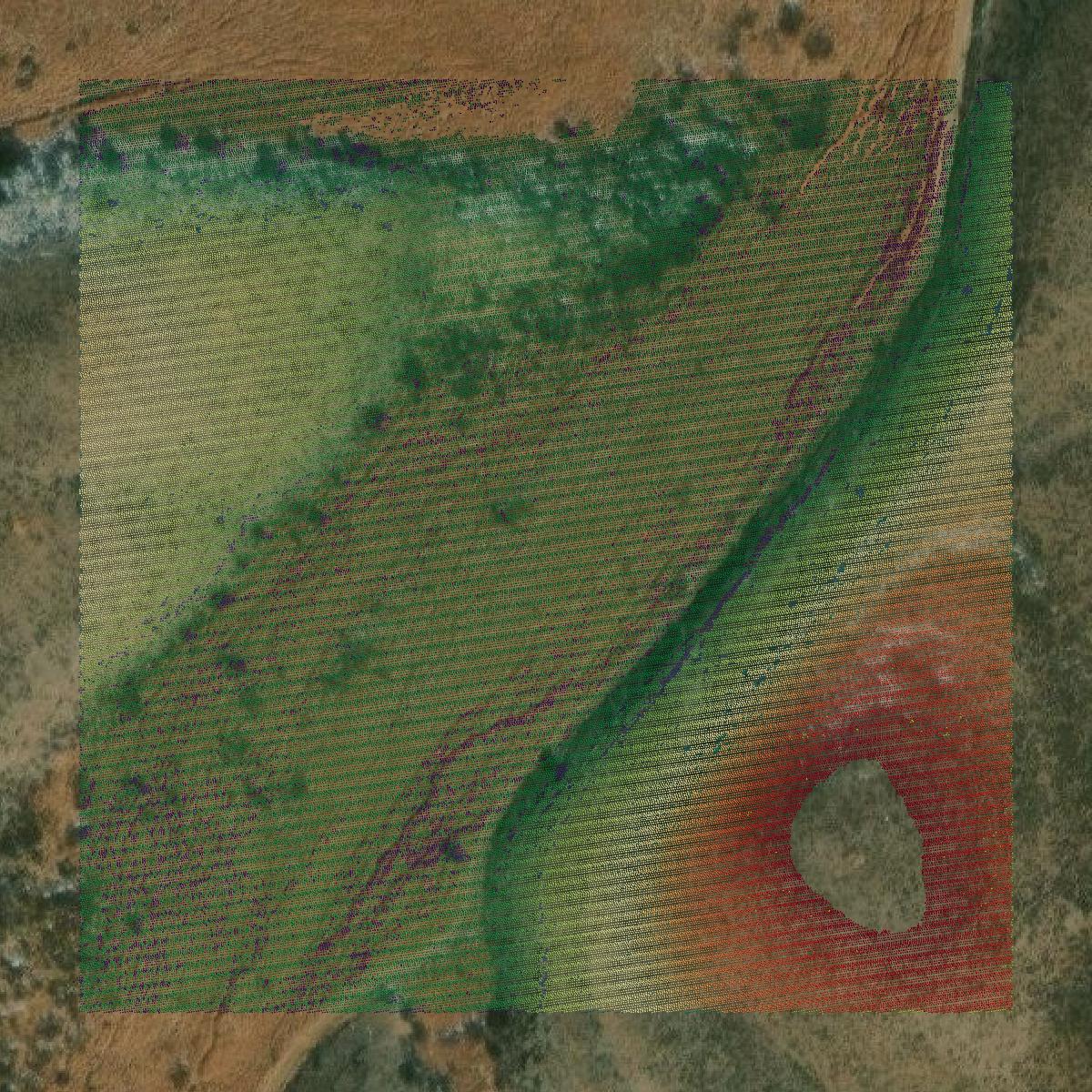 This image shows a LiDAR point cloud in Culberson County created using GIS data in Equator.