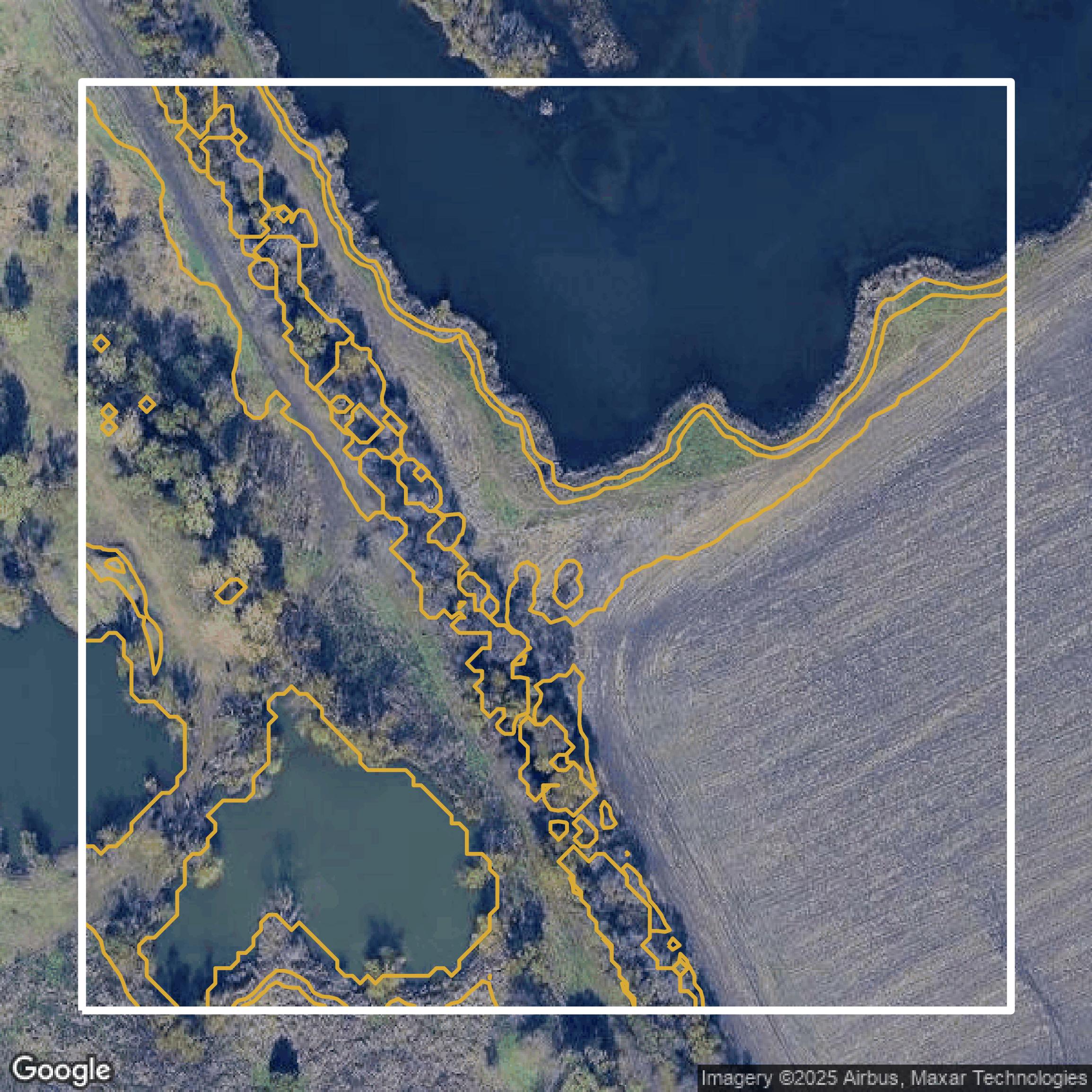 This image shows a contour map in Dallas County created using GIS data in Equator.