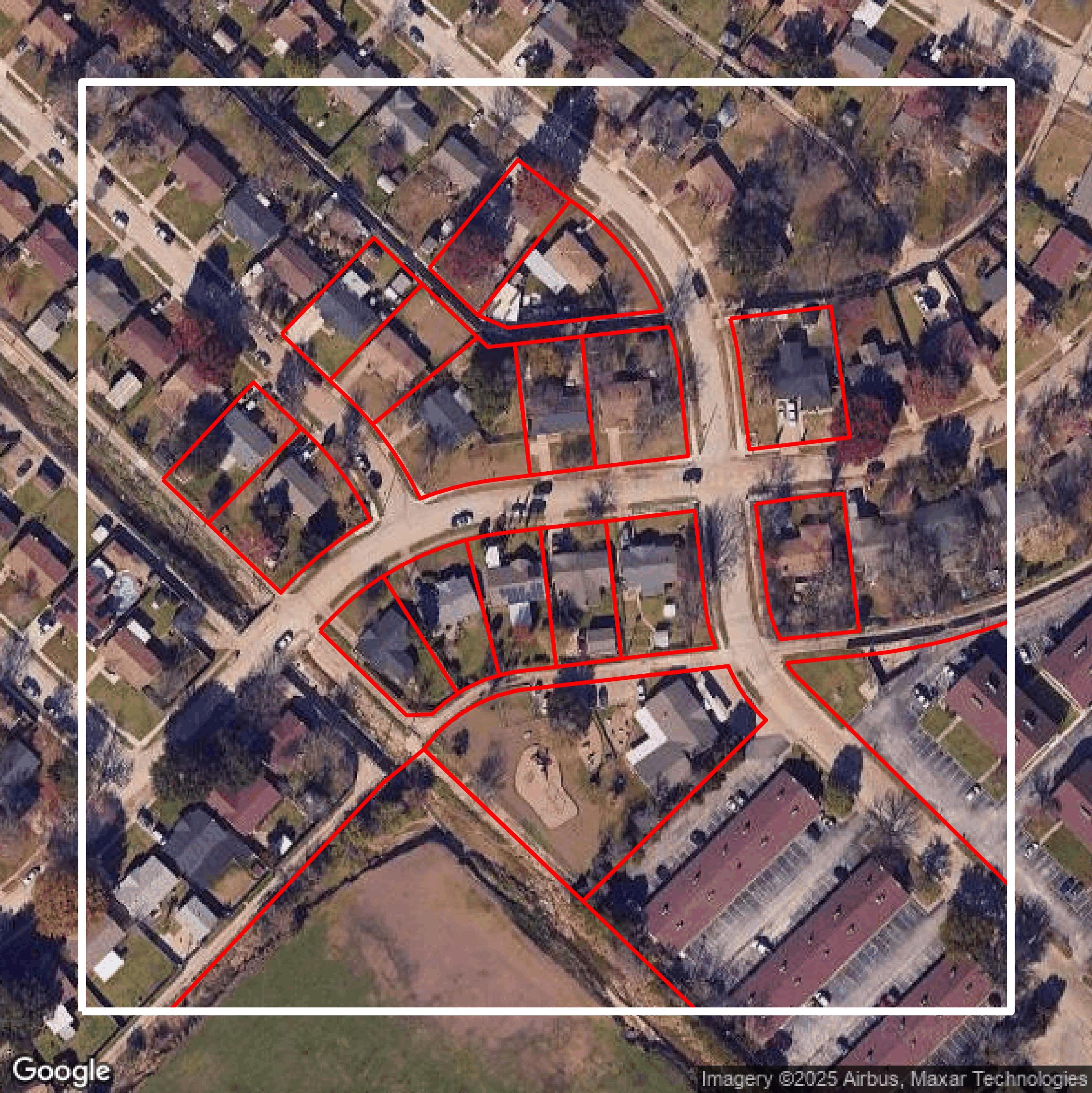 This image shows parcel data in Dallas County created using GIS data in Equator.