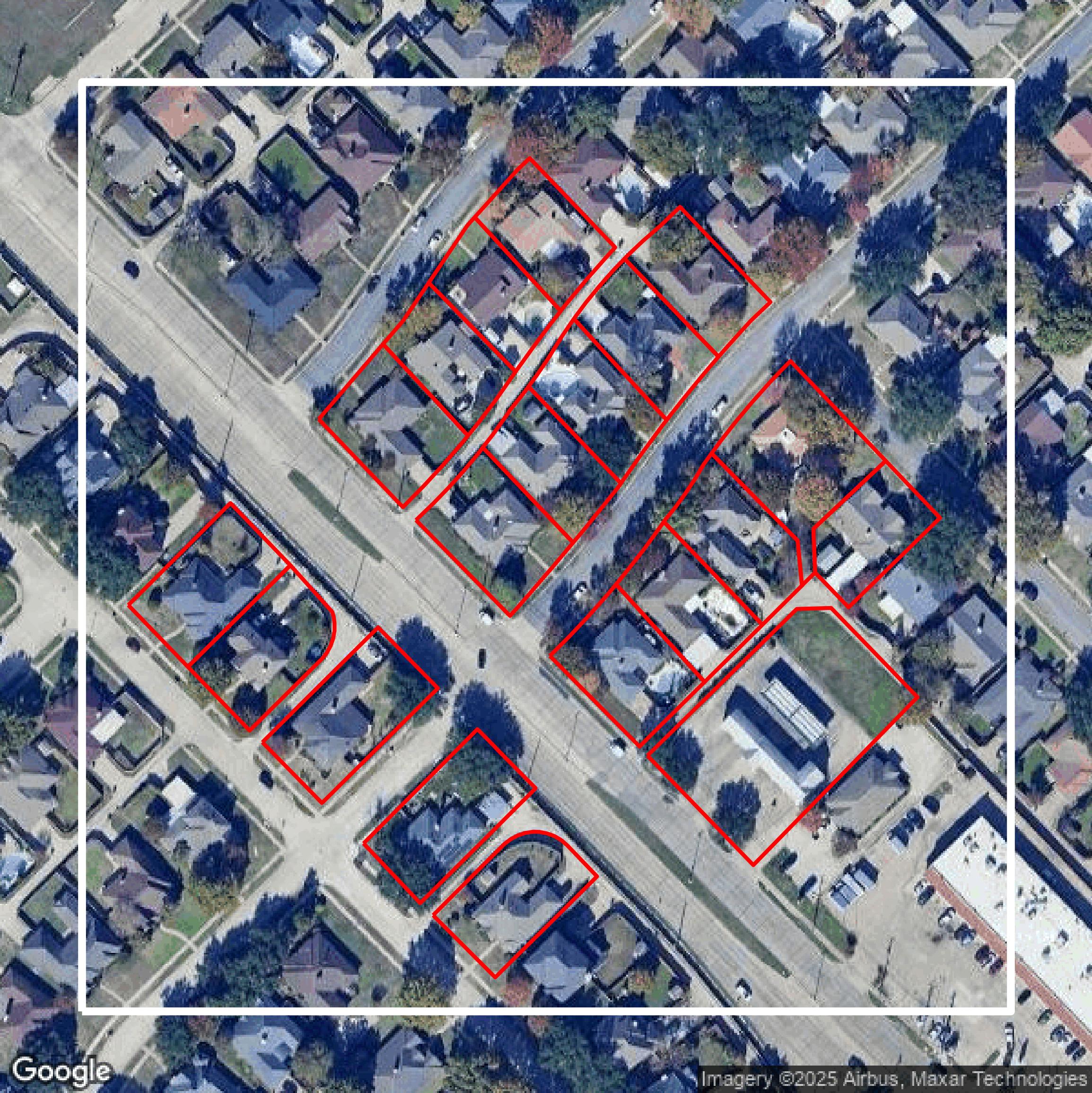 This image shows parcel data in Dallas County created using GIS data in Equator.