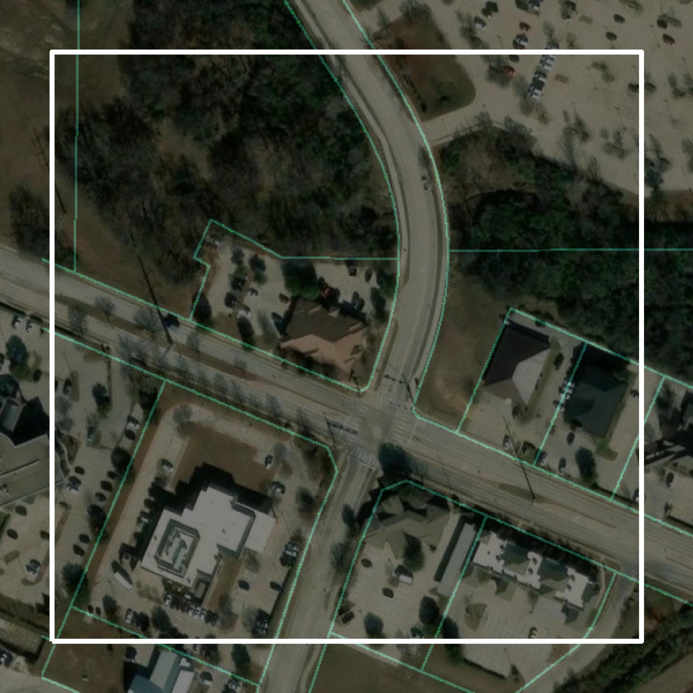 This image shows parcel and building data in Denton County created using GIS data in Equator.
