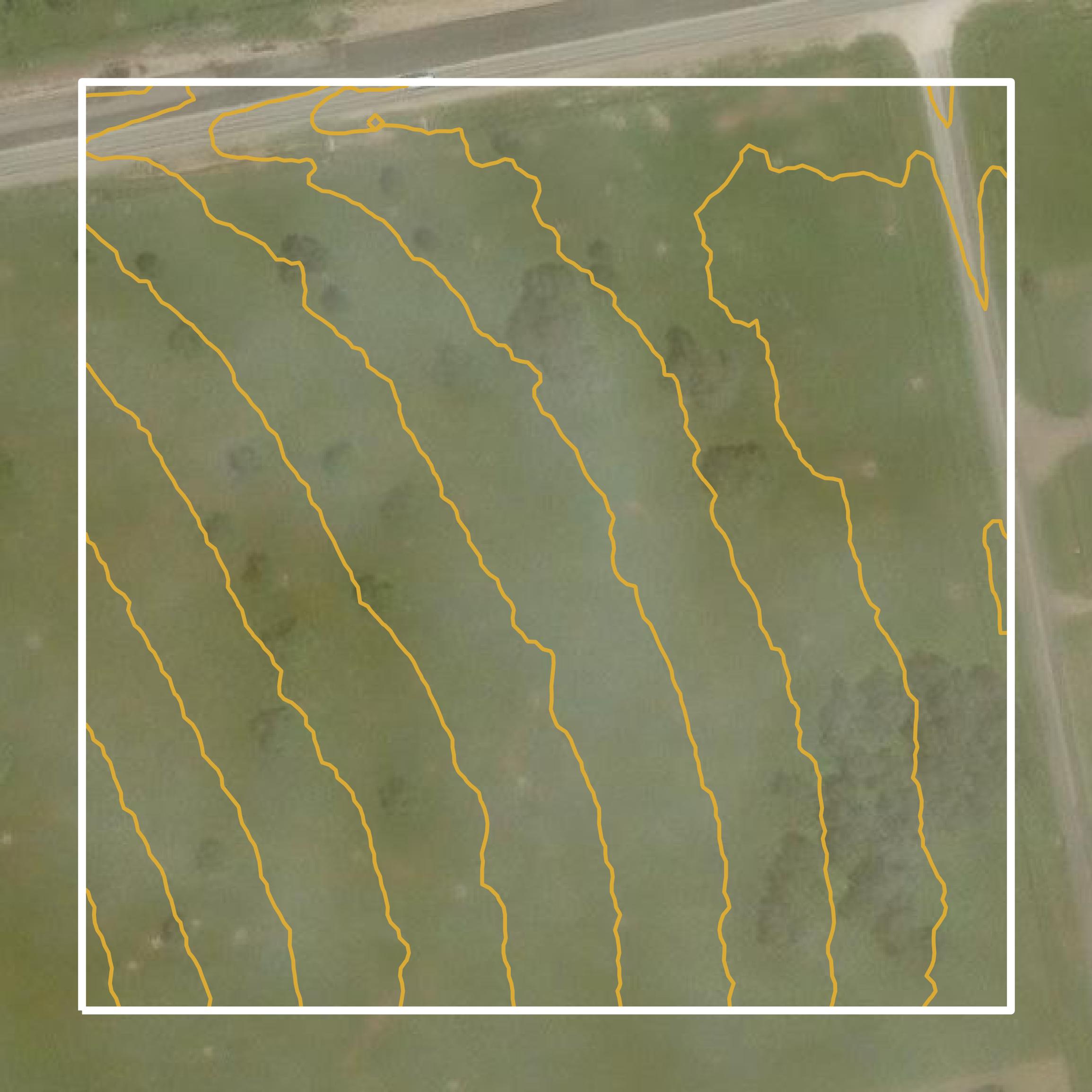 This image shows a contour map in DeWitt County created using GIS data in Equator.