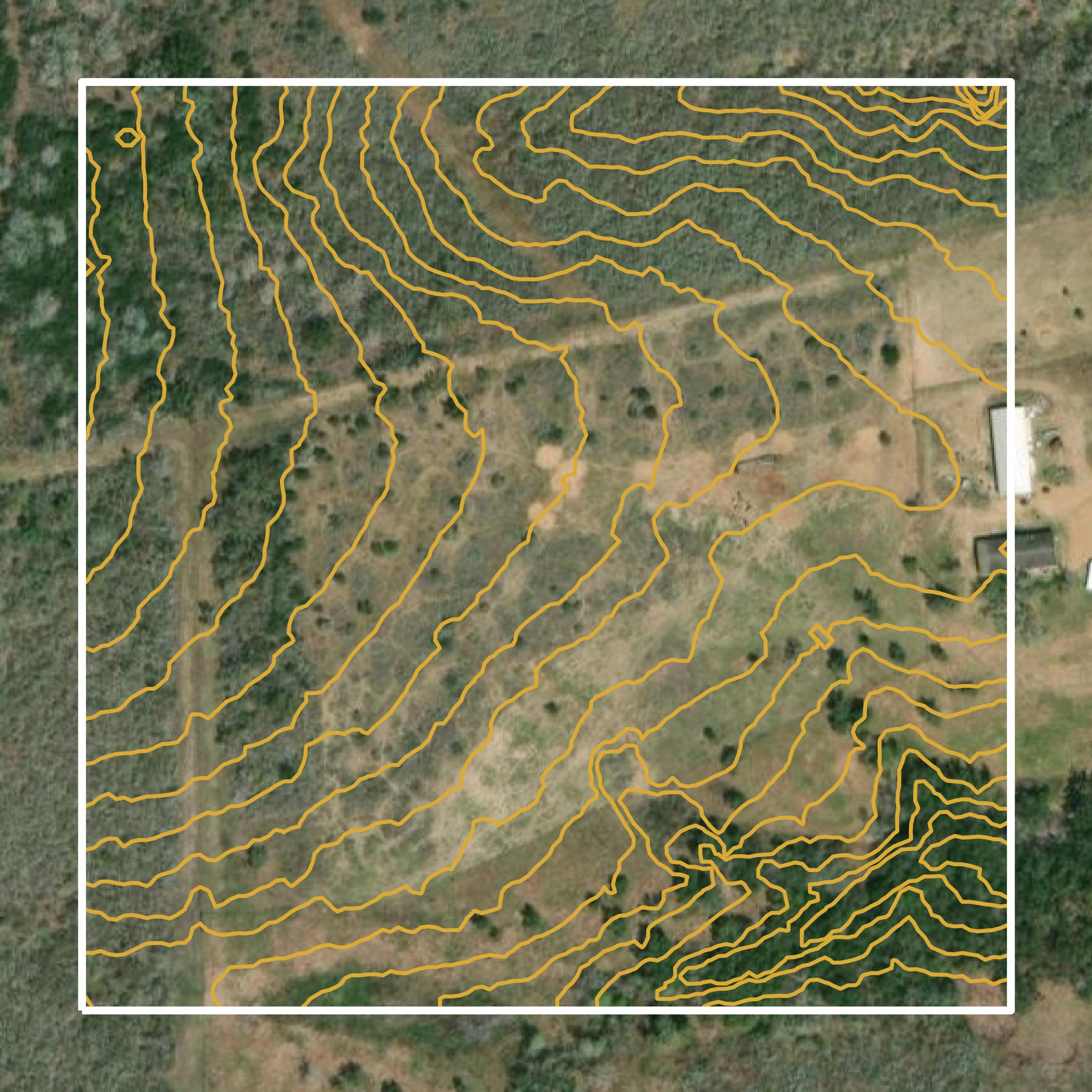 This image shows a contour map in DeWitt County created using GIS data in Equator.