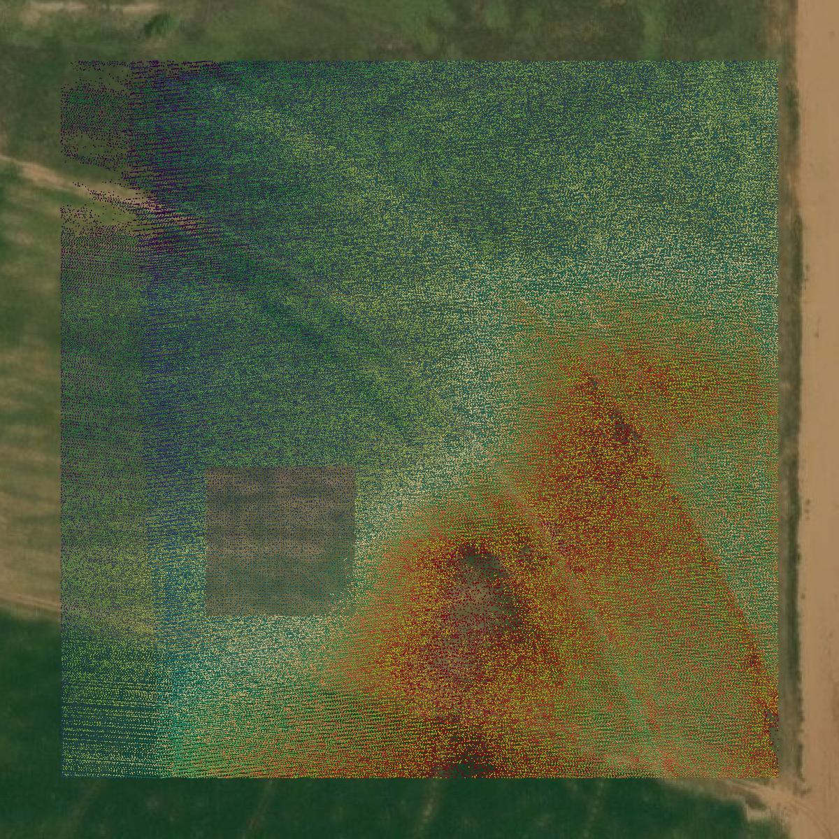 This image shows a LiDAR point cloud in Donley County created using GIS data in Equator.