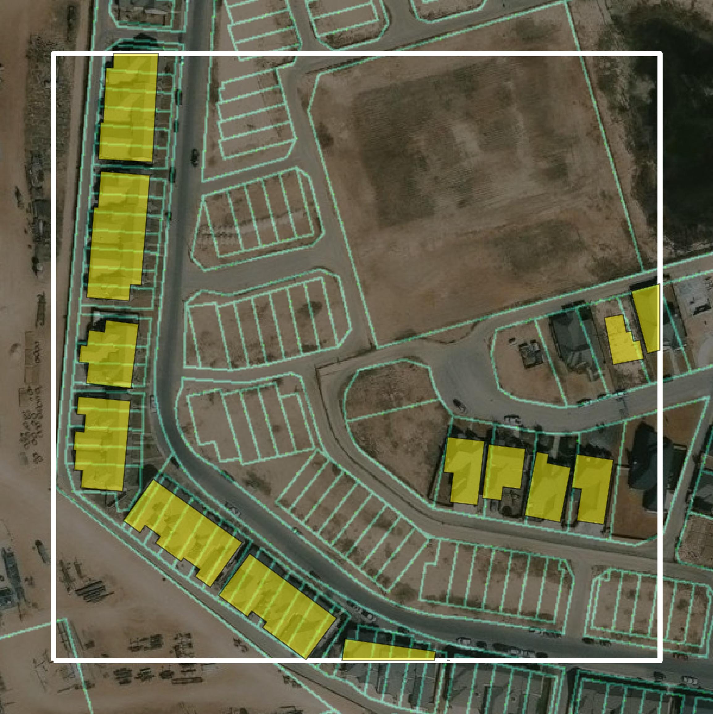 This image shows parcel and building data in Ector County created using GIS data in Equator.