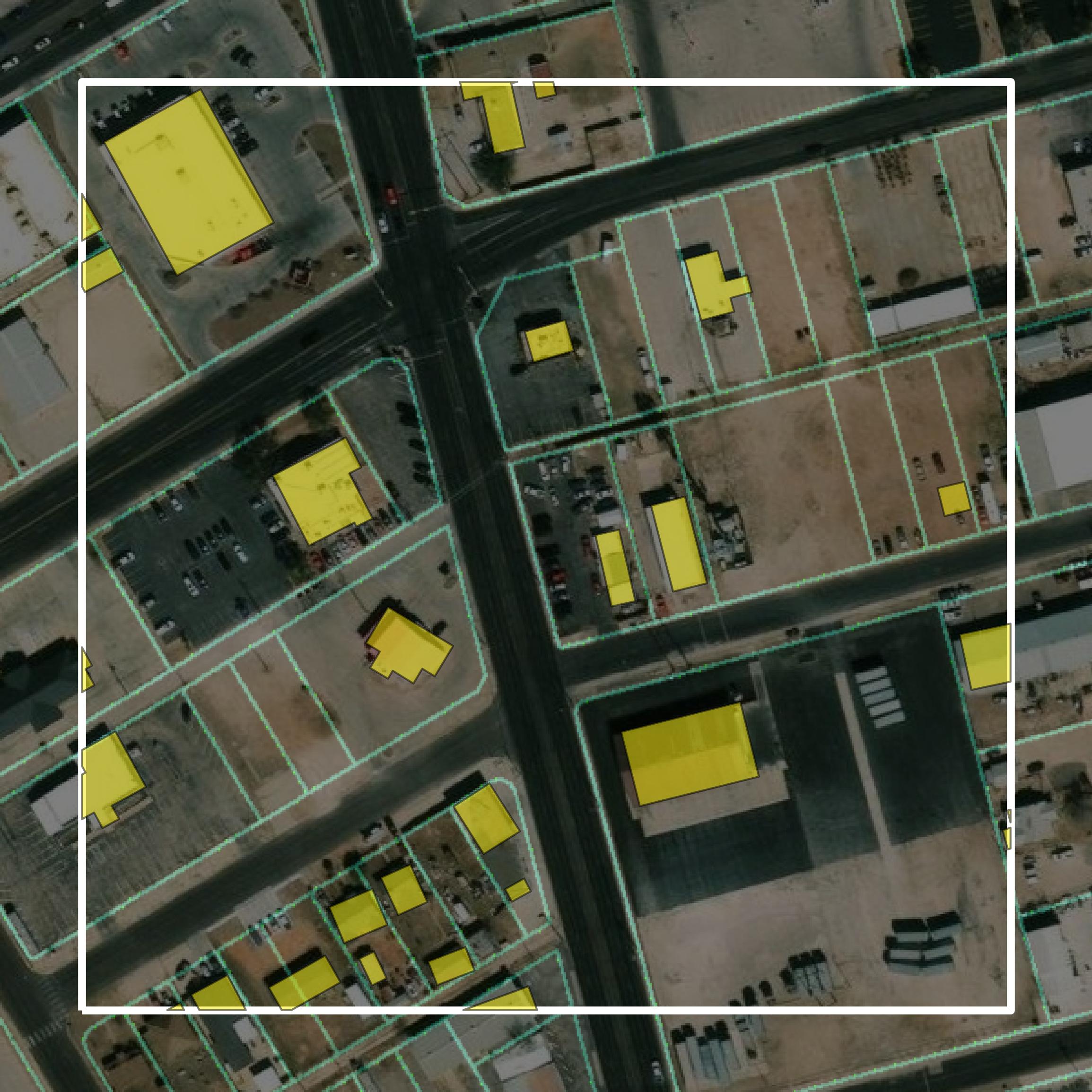 This image shows parcel and building data in Ector County created using GIS data in Equator.