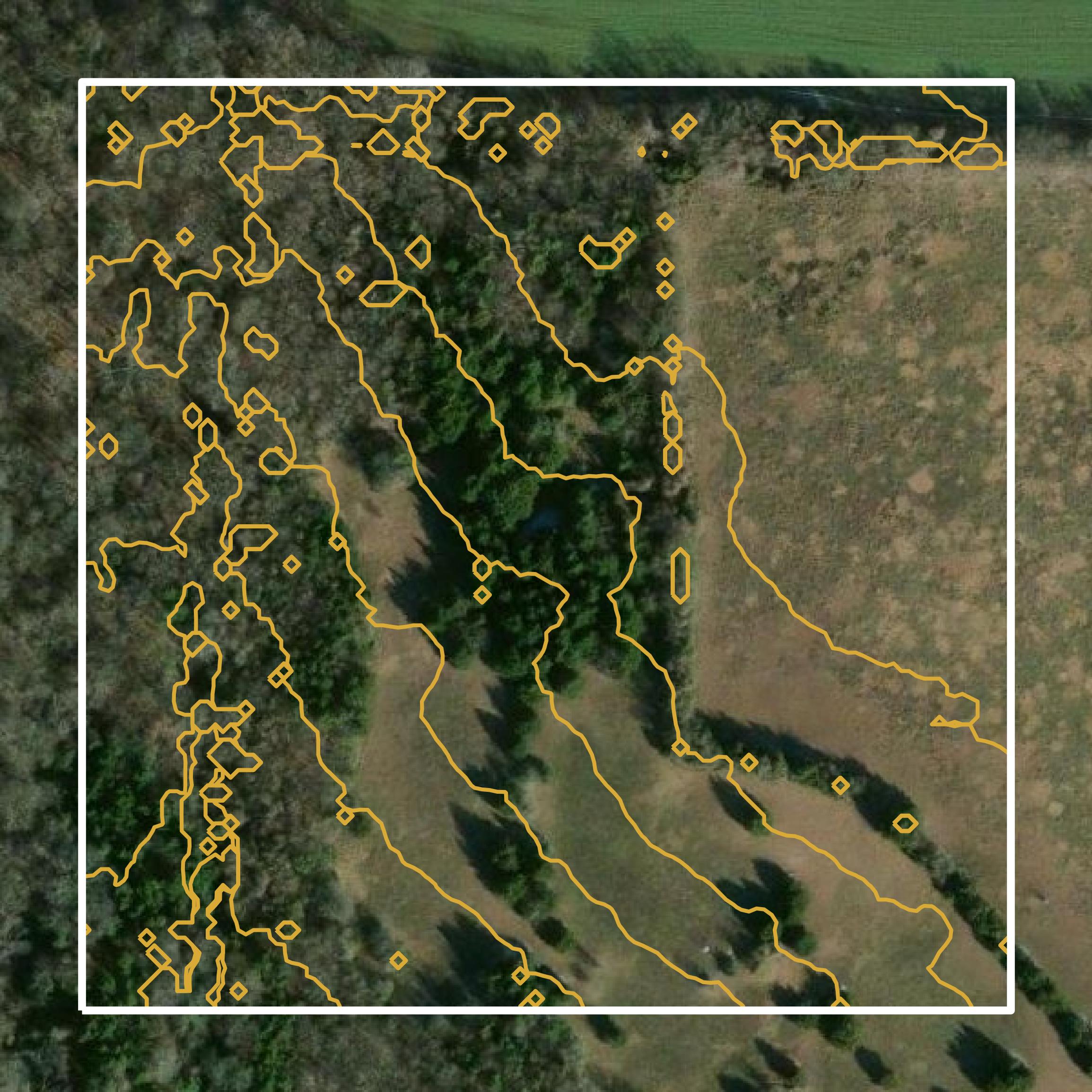 This image shows a contour map in Ellis County created using GIS data in Equator.