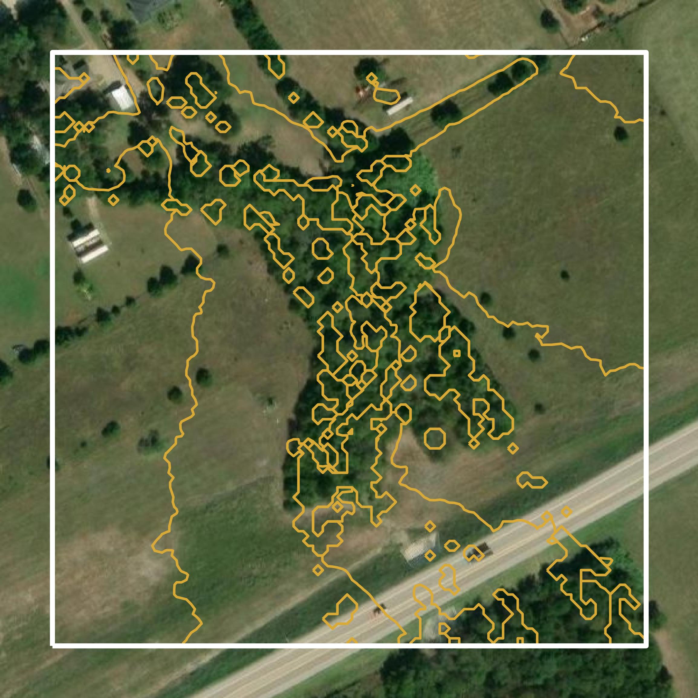 This image shows a contour map in Ellis County created using GIS data in Equator.