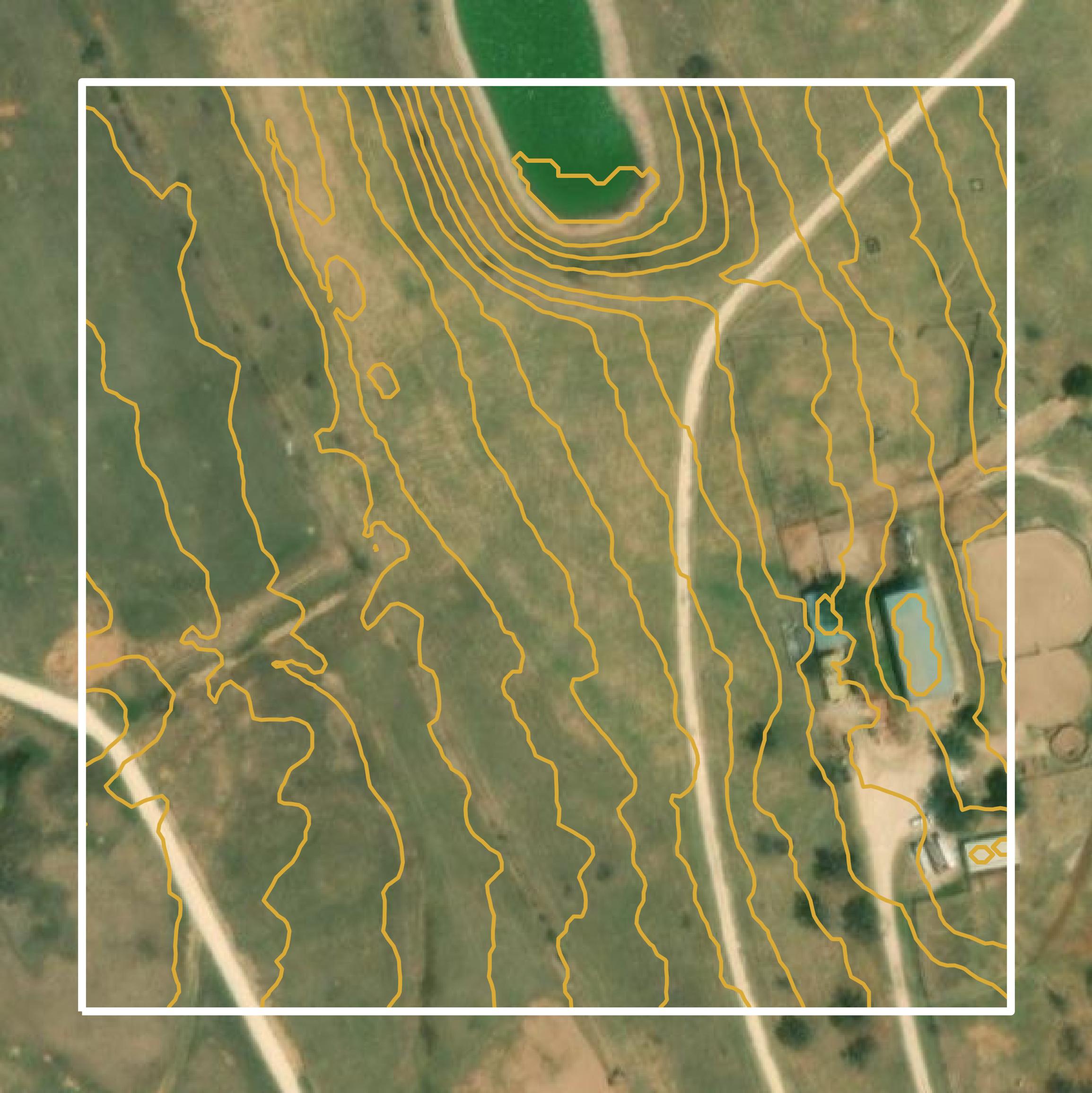 This image shows a contour map in Erath County created using GIS data in Equator.