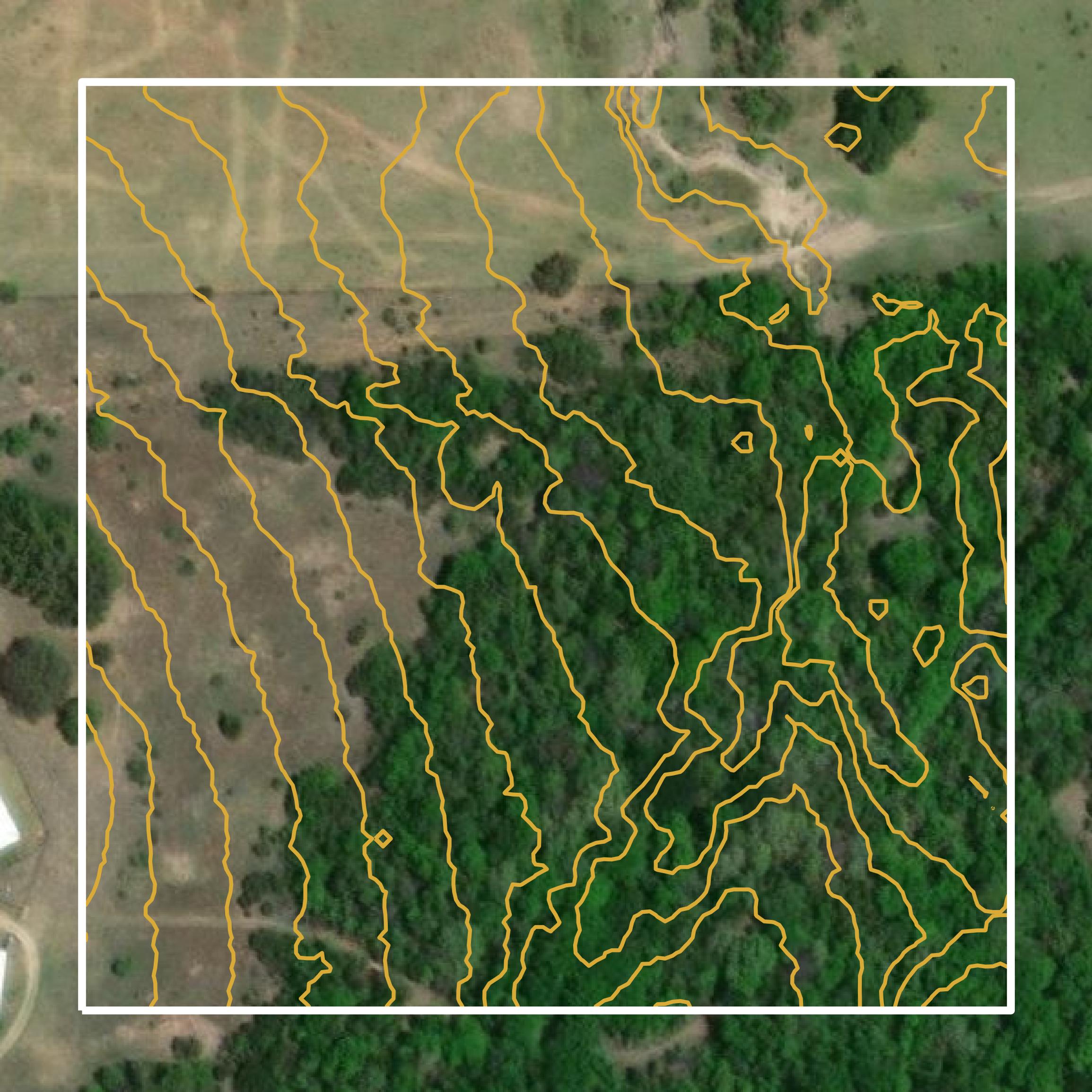 This image shows a contour map in Erath County created using GIS data in Equator.