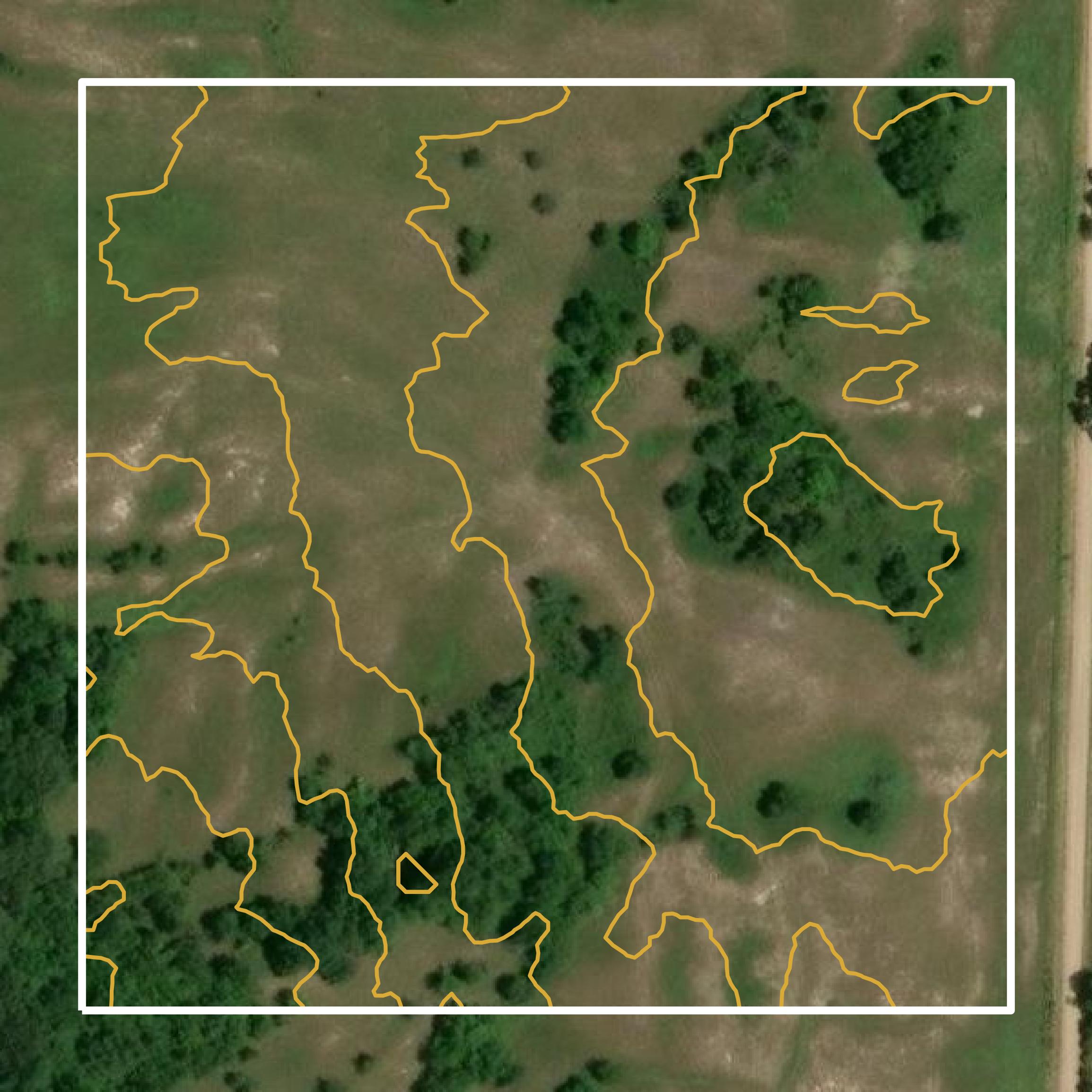 This image shows a contour map in Fannin County created using GIS data in Equator.