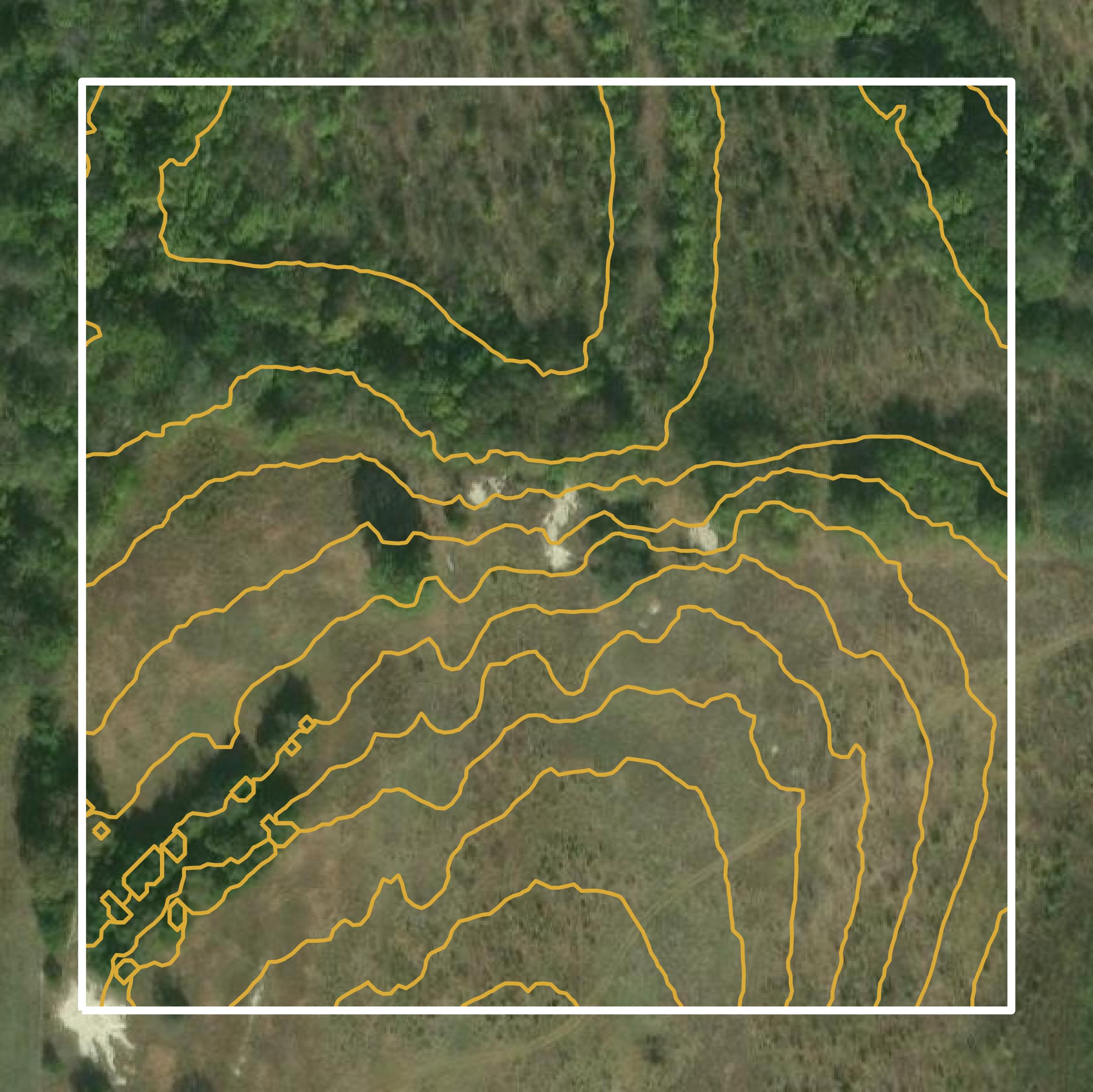 This image shows a contour map in Fannin County created using GIS data in Equator.