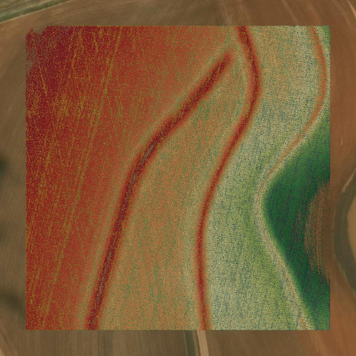 This image shows a LiDAR point cloud in Fisher County created using GIS data in Equator.