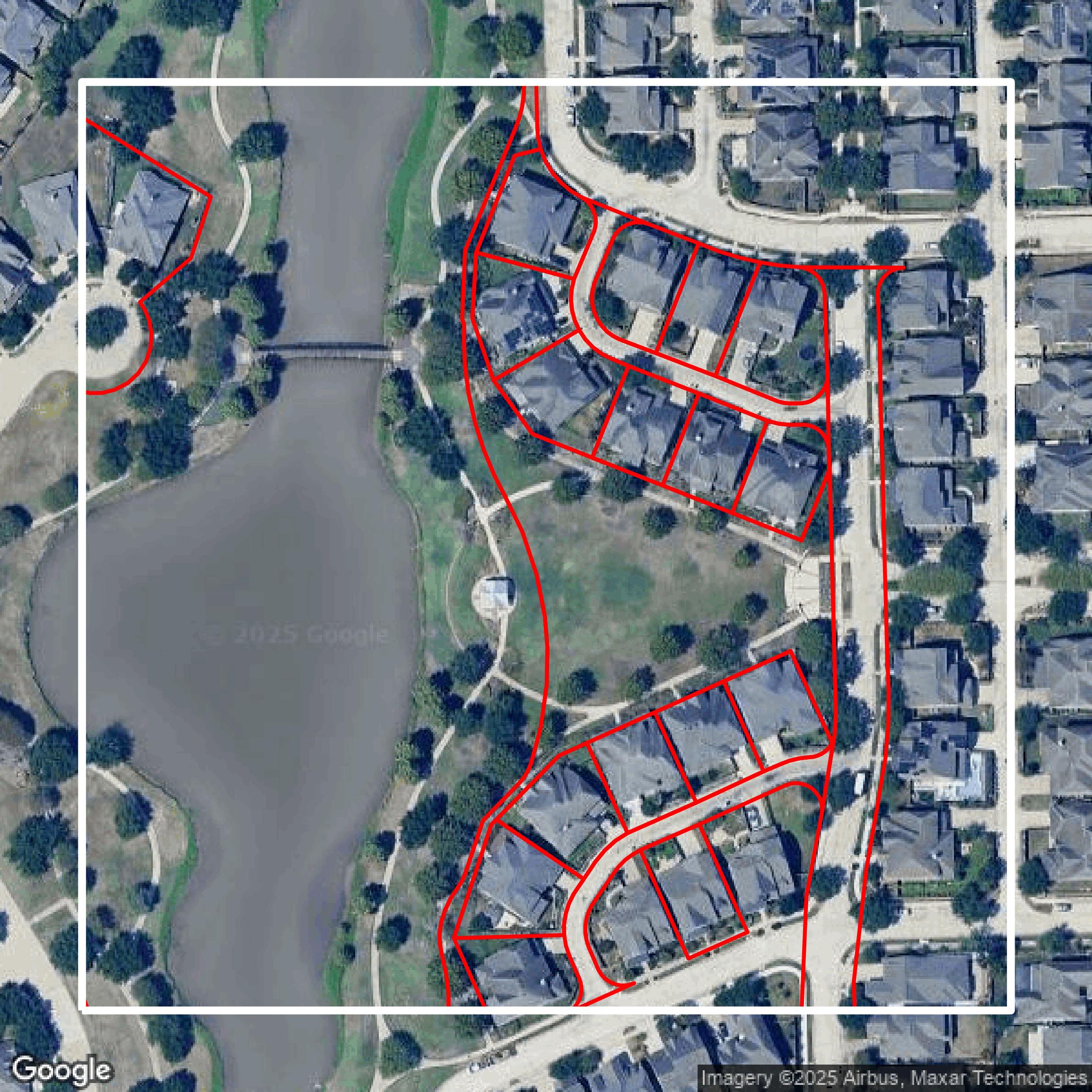 This image shows parcel data in Fort Bend County created using GIS data in Equator.