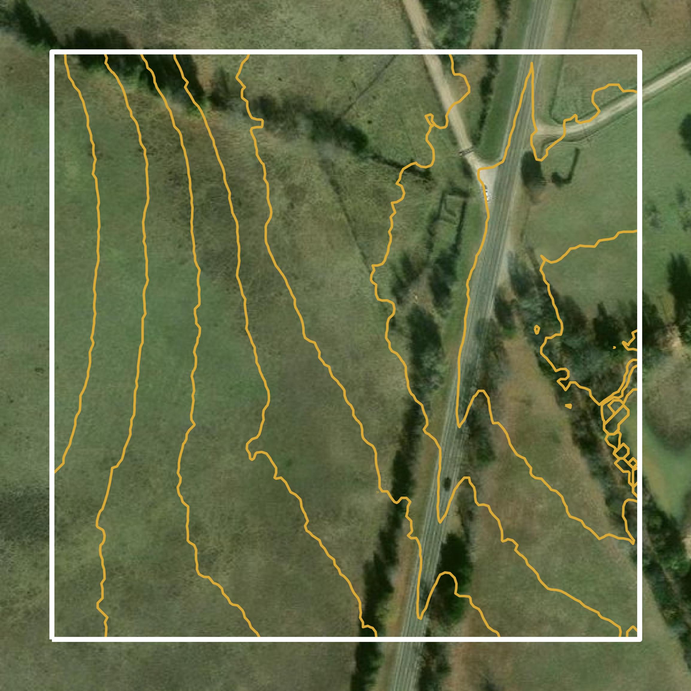 This image shows a contour map in Freestone County created using GIS data in Equator.